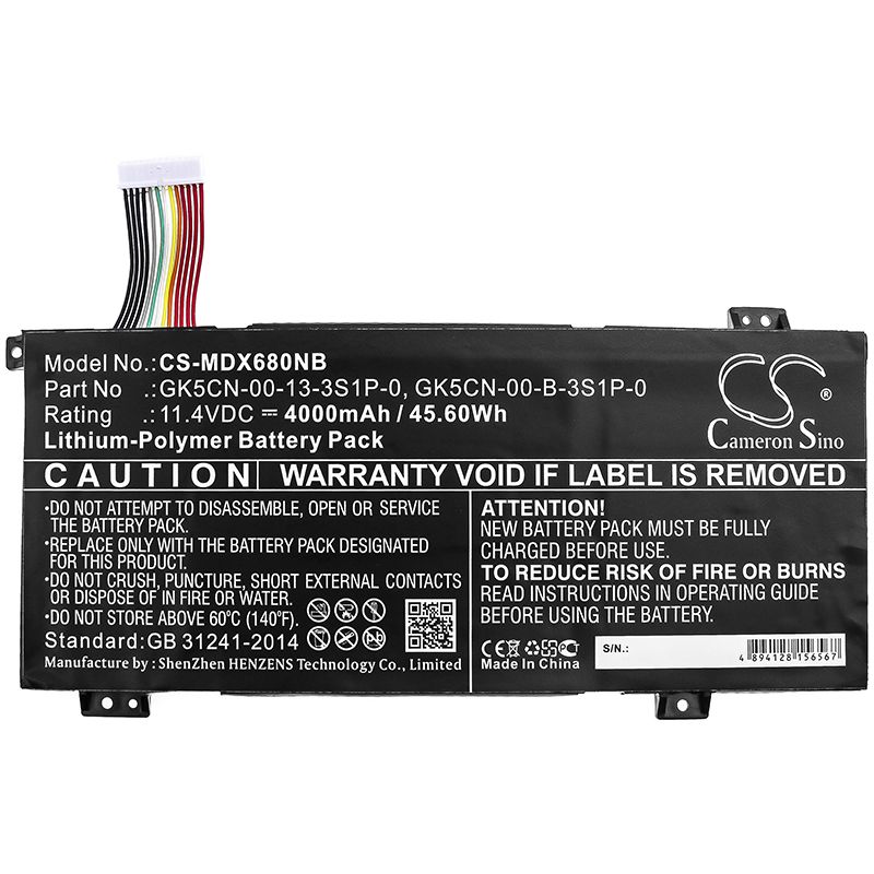 Li-Polymer Battery fits Machenike, F117 Break, F117-b 11.4V, 4000mAh Notebook & Laptop Cameron Sino Technology Limited