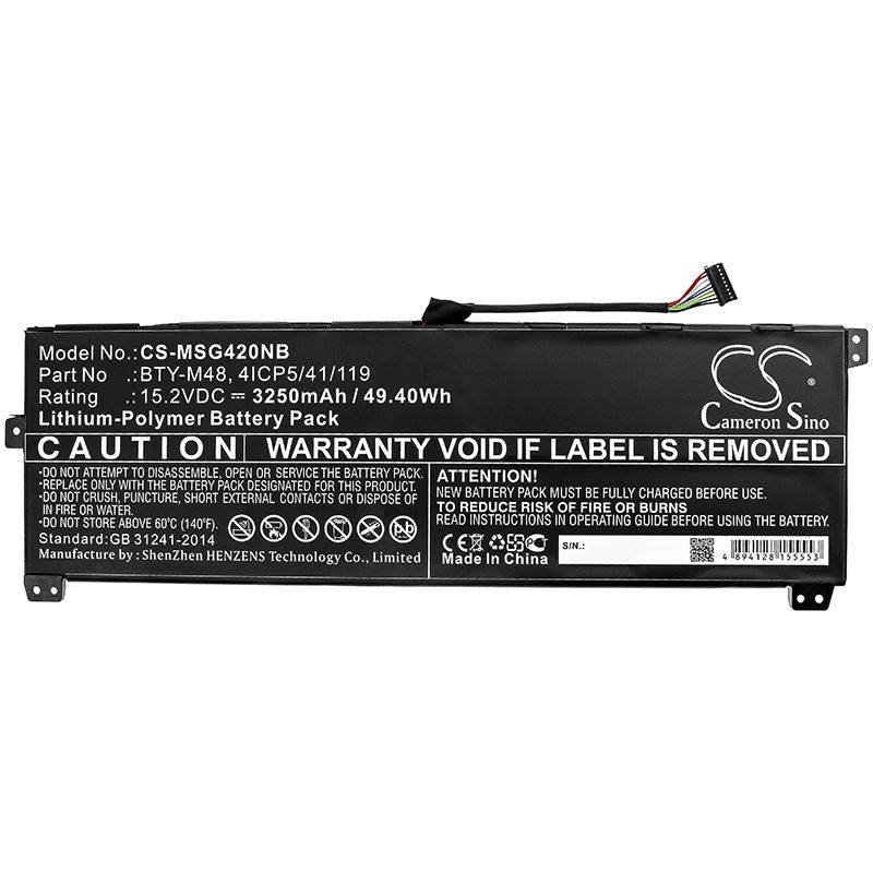 Li-Polymer Battery fits Mechrevo, I5 8250u 256gb, I5 8250u 8gb 15.2V, 3250mAh Notebook & Laptop Cameron Sino Technology Limited