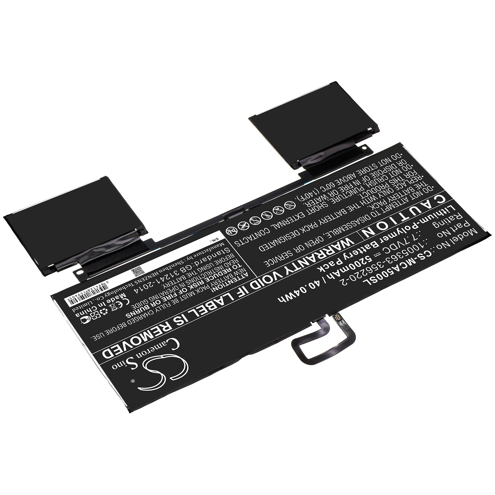 Li-Polymer Battery fits Microsoft, 1005363-356220-2 7.7V, 5200mAh Computer Cameron Sino Technology Limited