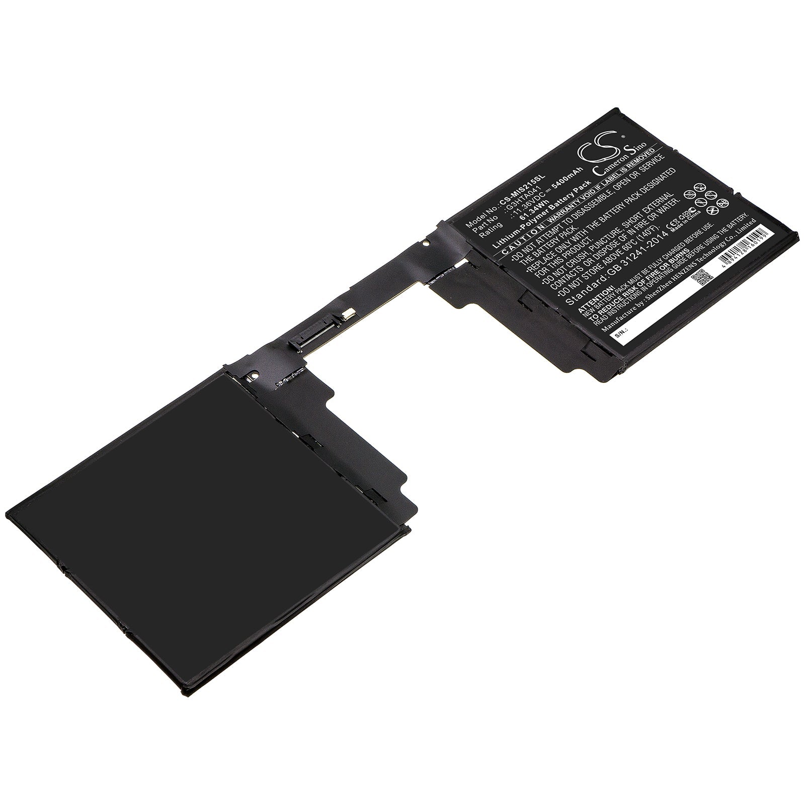 Li-Polymer Battery fits Microsoft, G3hta041 11.36V, 5400mAh Tablet Cameron Sino Technology Limited