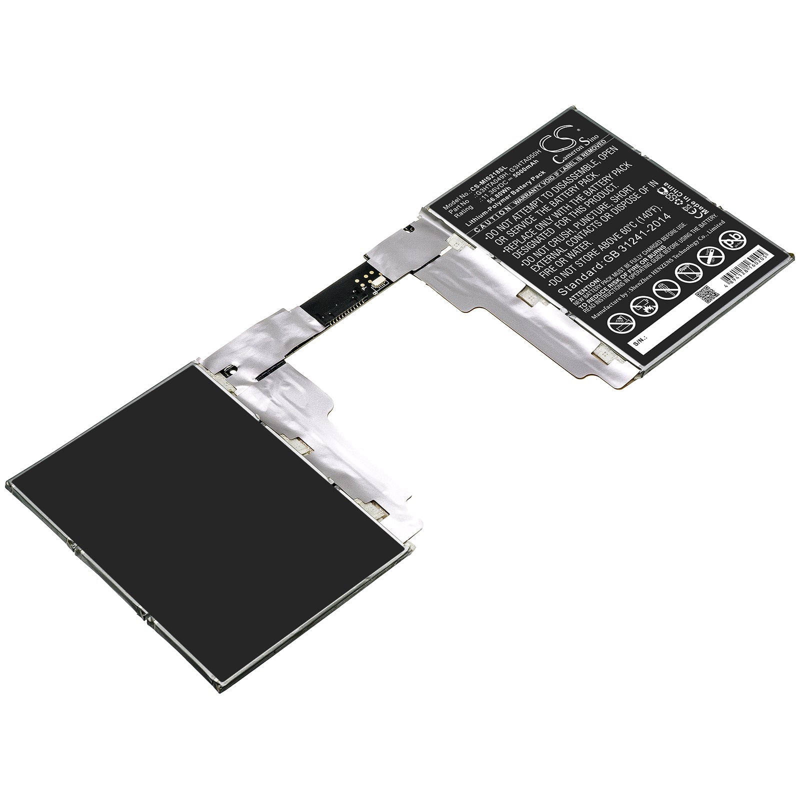 Li-Polymer Battery fits Microsoft, G3hta049h, G3hta050h 11.36V, 5000mAh Tablet Cameron Sino Technology Limited