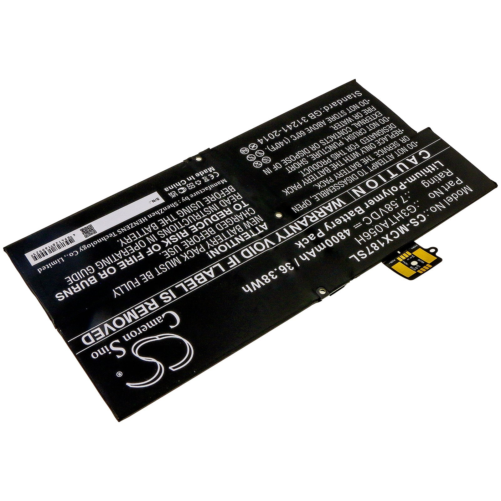 Li-Polymer Battery fits Microsoft, Surface Pro X 1876 7.58V, 4800mAh Tablet Cameron Sino Technology Limited