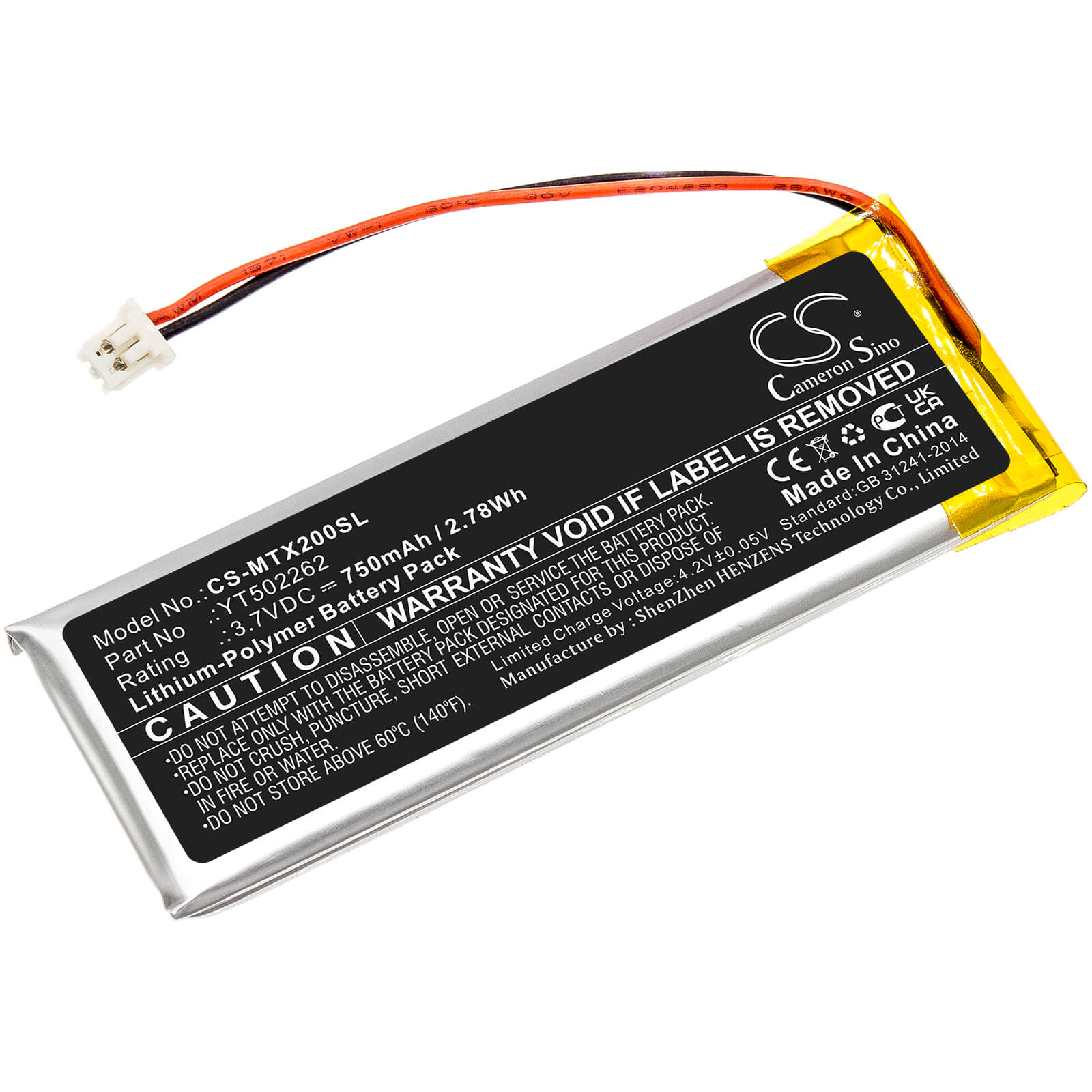 Li-Polymer Battery fits Midland, Btx2 Pro 3.7V, 750mAh Wireless Headset Cameron Sino Technology Limited