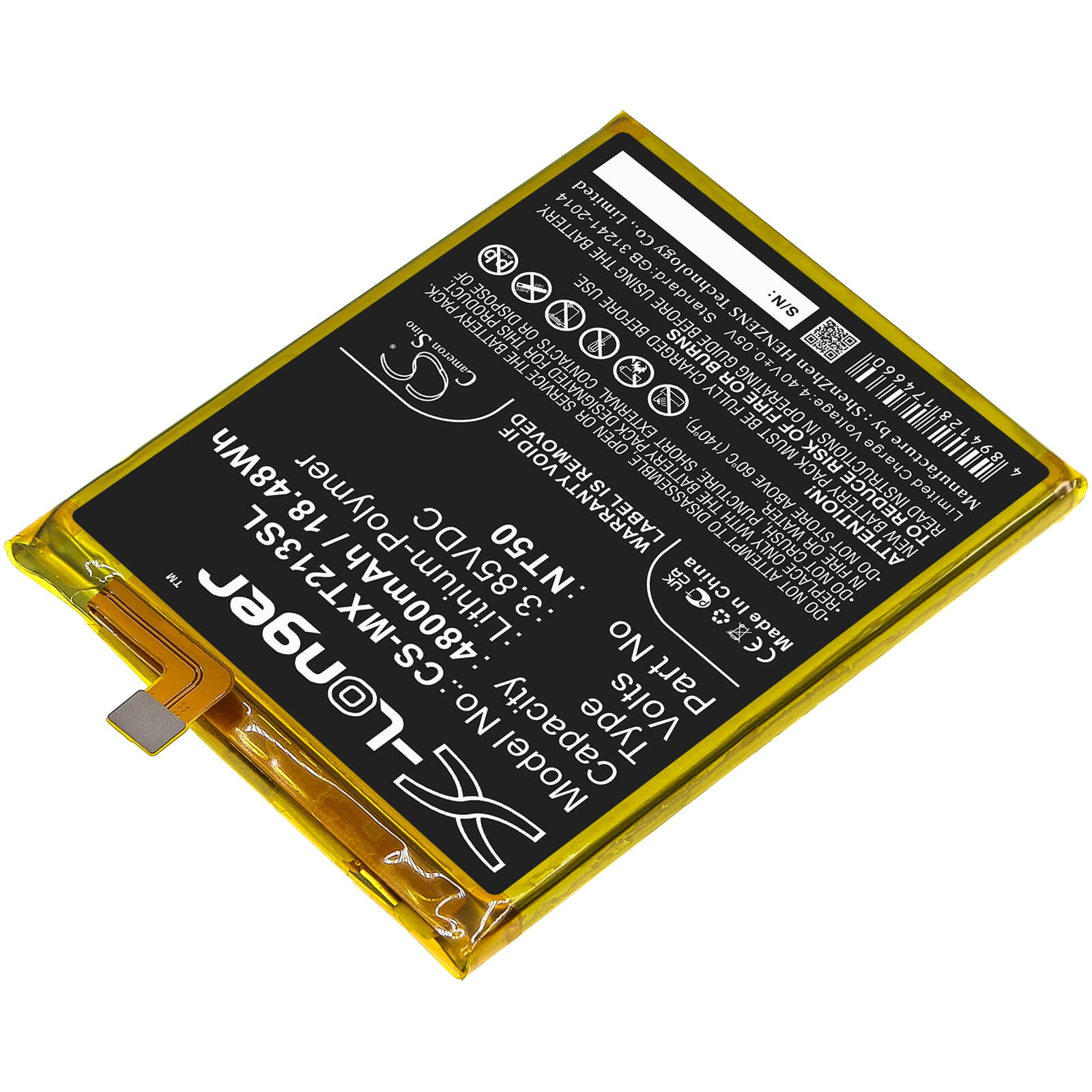 Li - Polymer Battery fits Motorola, Moto Edge 20 Lite, Moto Edge 20 Lite 5g 3.85V, 4800mAh / 18.48Wh - Batterybuyer.ca