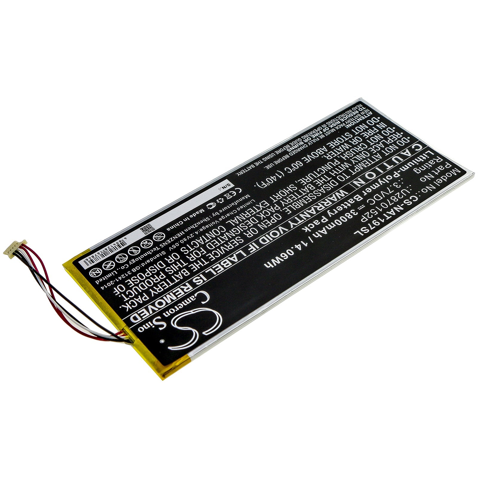 Li-Polymer Battery fits Onn, Ona19tb003, Ona19tb007 3.7V, 3800mAh Tablet Cameron Sino Technology Limited