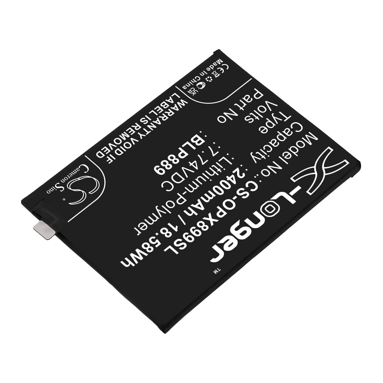 Li - Polymer Battery fits Oppo, Cph2305, Find X5 Pro 7.74V, 2400mAh / 18.58Wh - Batterybuyer.ca