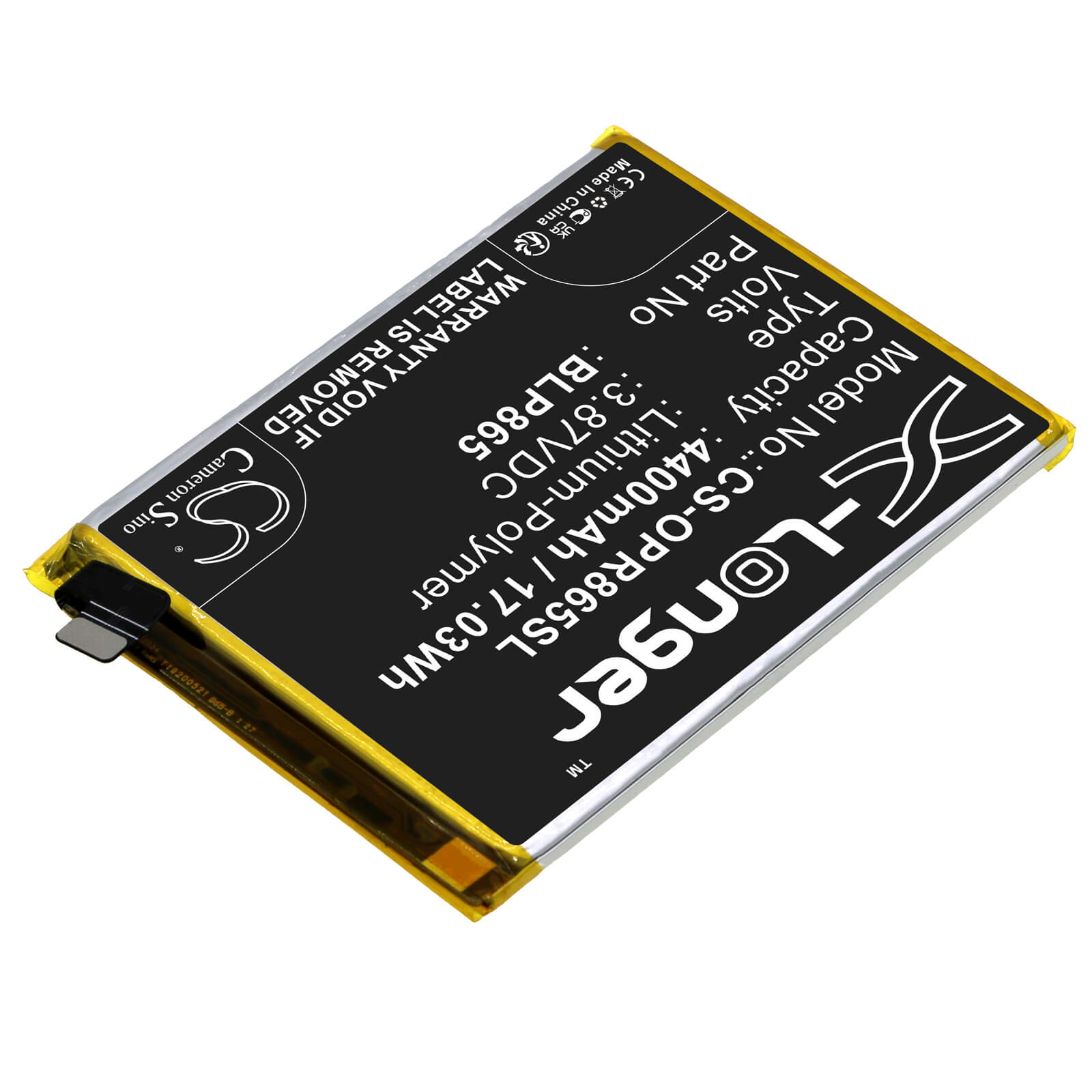 Li - Polymer Battery fits Oppo, K9 Pro, K9 Pro 5g 3.87V, 4400mAh / 17.03Wh - Batterybuyer.ca