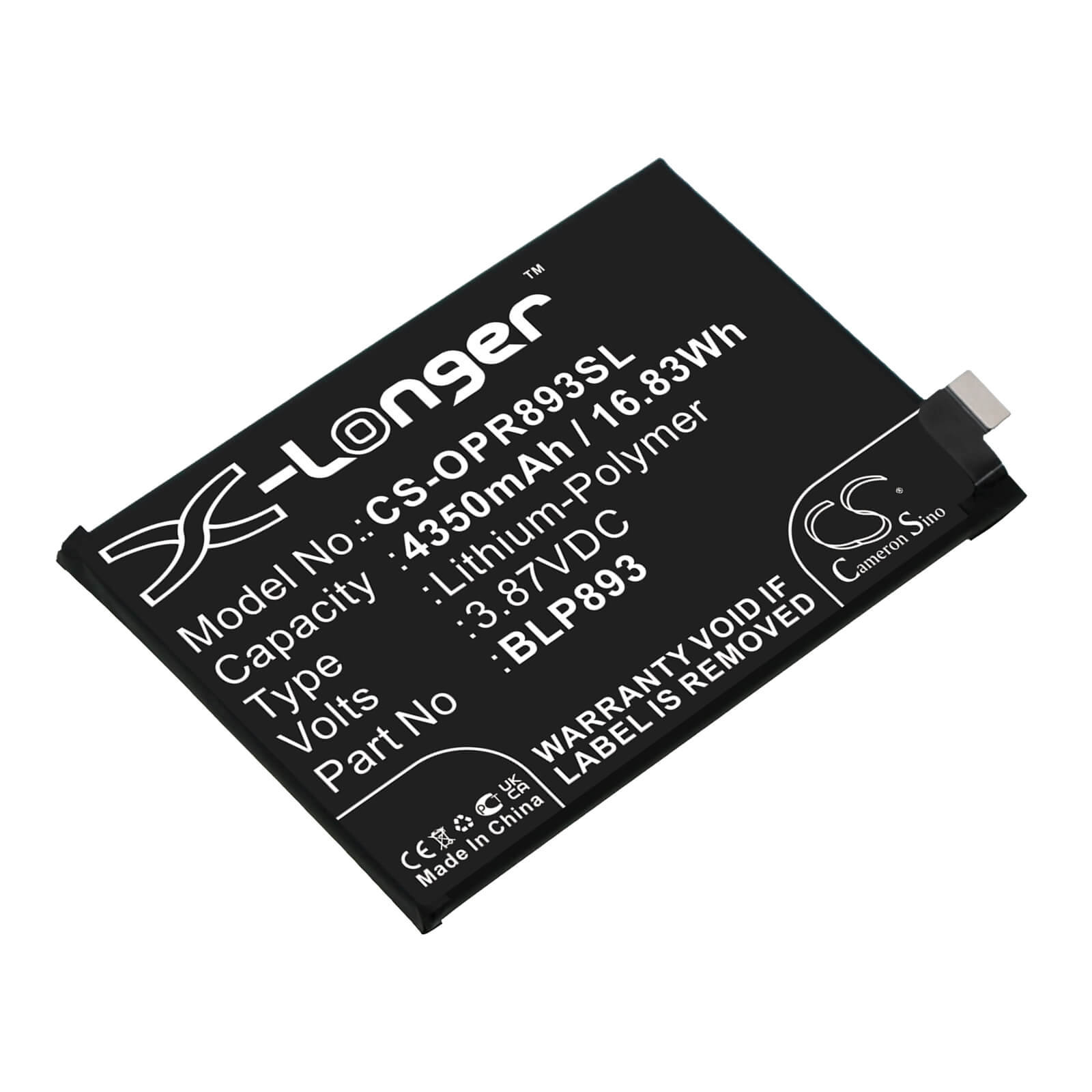 Li - Polymer Battery fits Oppo, Pfjm10, Reno 7 3.87V, 4350mAh / 16.83Wh - Batterybuyer.ca