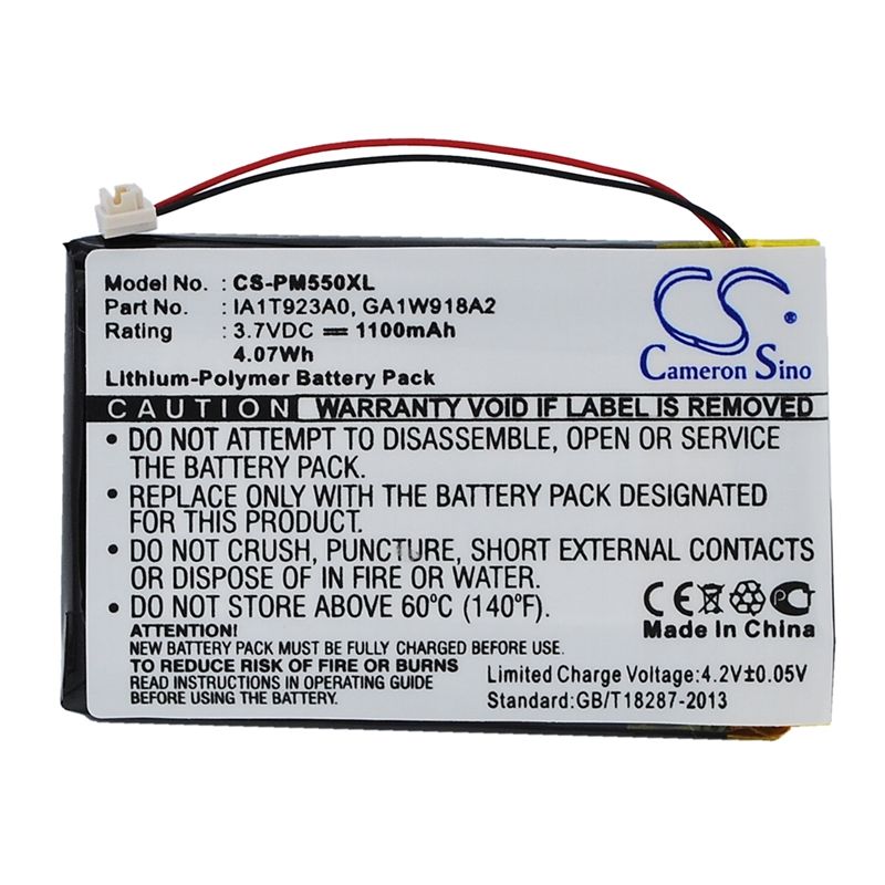 Li-polymer Battery Fits Palm, M550, Tungsten T1, Tungsten T2 3.7v, 1100mah PDA & Pocket PC Cameron Sino Technology Limited