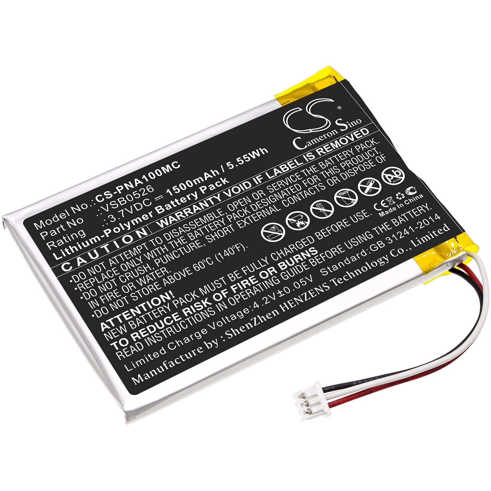 Li-Polymer Battery fits Panasonic, Hx-a100, Hx-a100-h 3.7V, 1500mAh Camera Cameron Sino Technology Limited