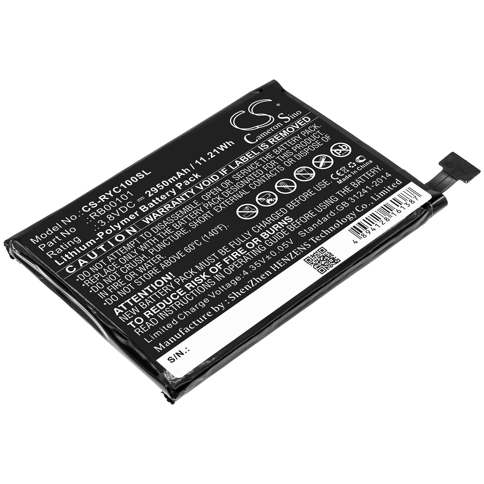 Li-Polymer Battery fits Ray Enterprises, Rb00101 3.8V, 2950mAh Remote Control Cameron Sino Technology Limited