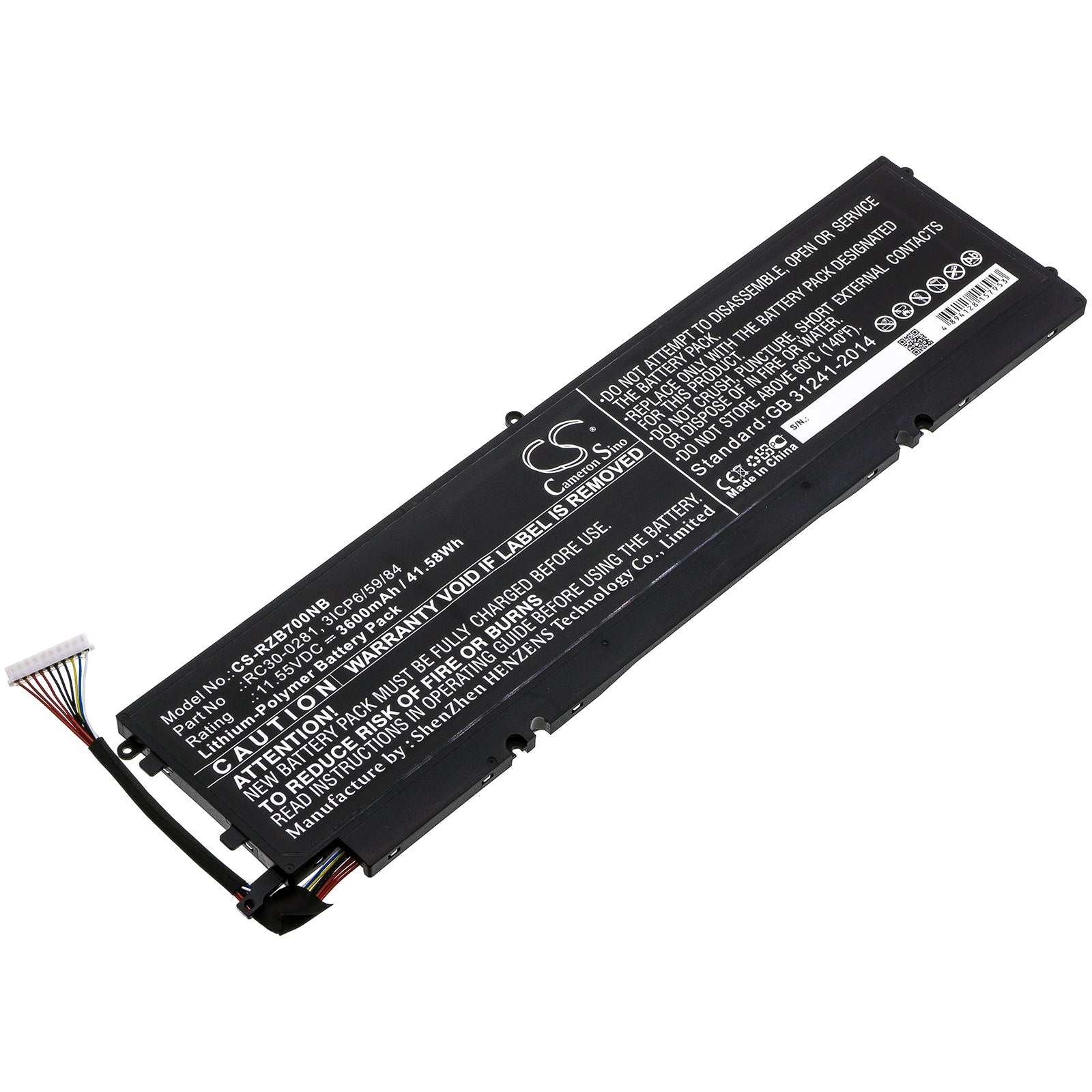 Li-Polymer Battery fits Razer, 3icp6/59/84, Rc30-0281 11.55V, 3600mAh Notebook & Laptop Cameron Sino Technology Limited