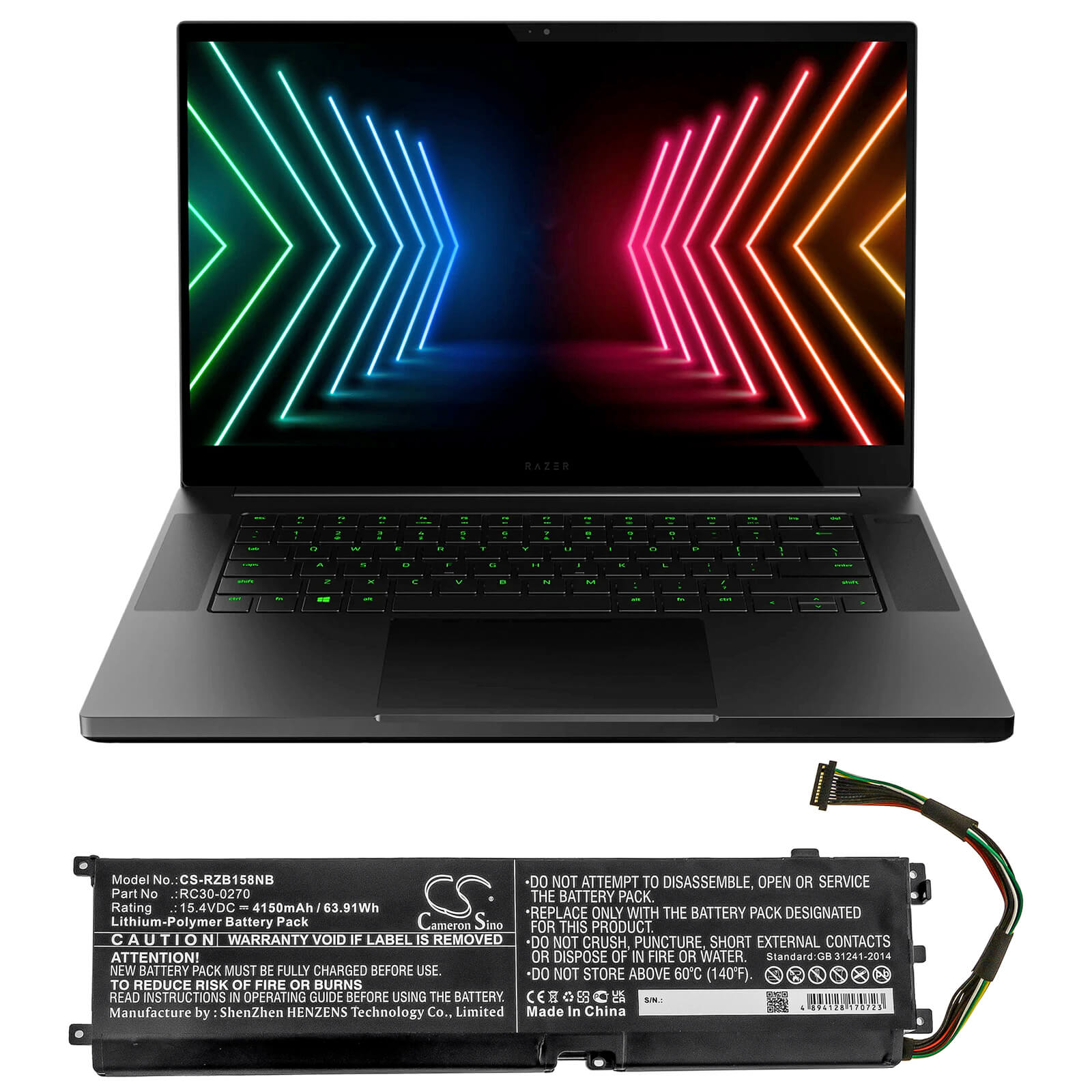 Li-Polymer Battery fits Razer, Blade 15 Base, Blade 15 Base 2018 Gtx 1660 Ti 15.4V, 4150mAh / 63.91Wh Notebook & Laptop Cameron Sino Technology Limited