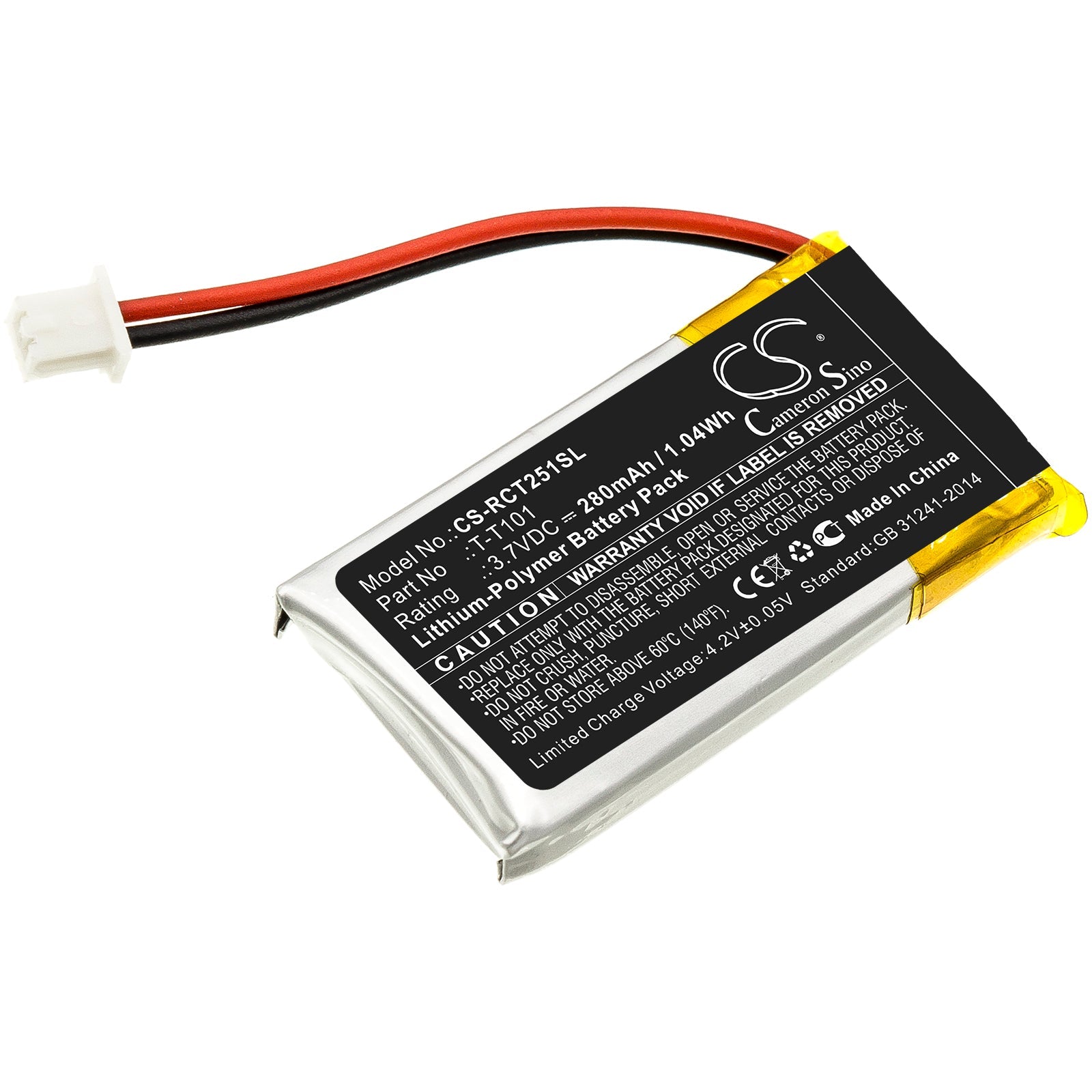 Li-Polymer Battery fits Rca, 25065, 25111 3.7V, 280mAh Wireless Headset Cameron Sino Technology Limited
