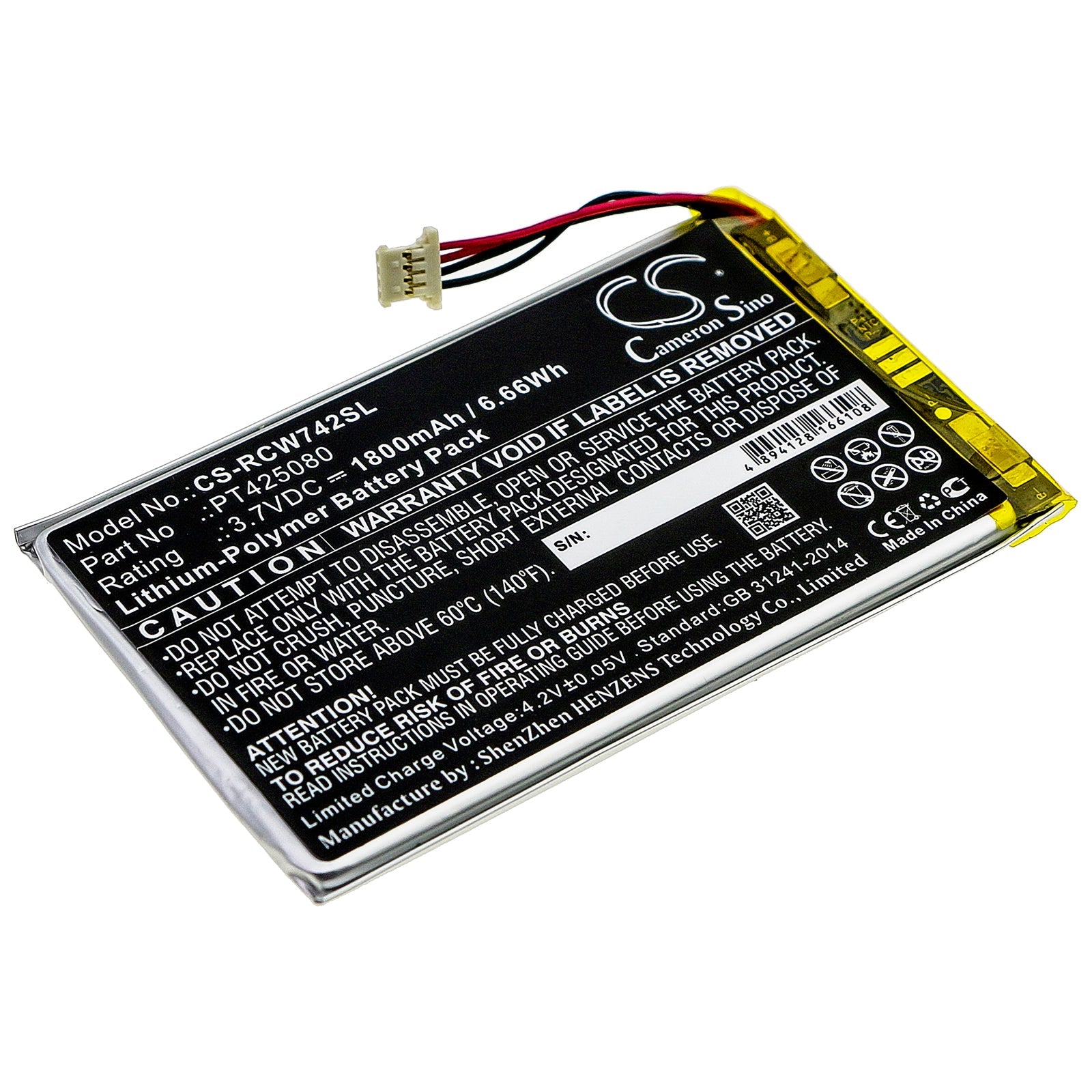 Li-Polymer Battery fits Rca, Rct6773w22, Rct6773w22b, T6873w42 3.7V, 1800mAh Tablet Cameron Sino Technology Limited