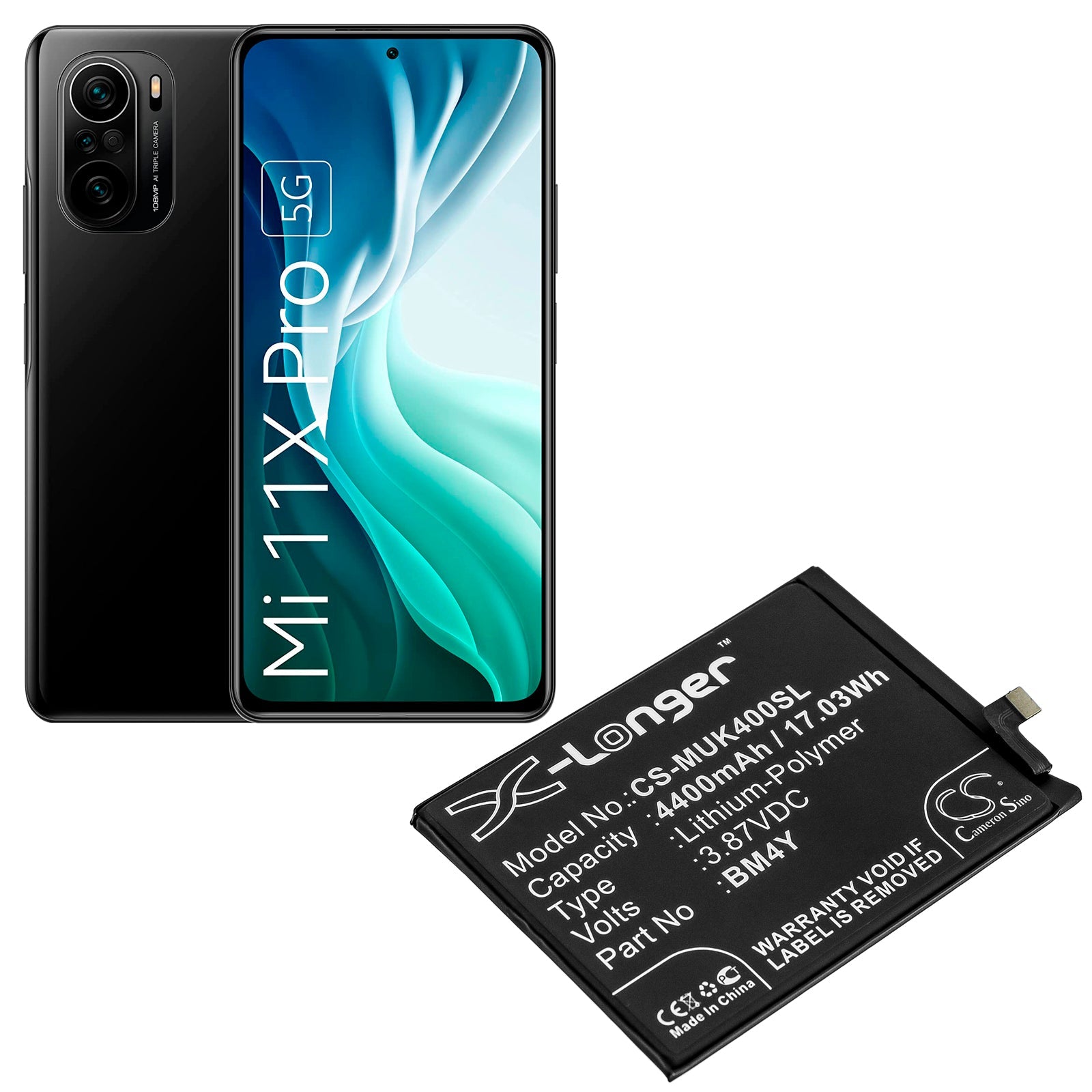 Li-Polymer Battery fits Redmi, K40 5g, K40 Pro 5g, K40 Pro+ 5g 3.87V, 4400mAh Mobile & SmartPhone Cameron Sino Technology Limited