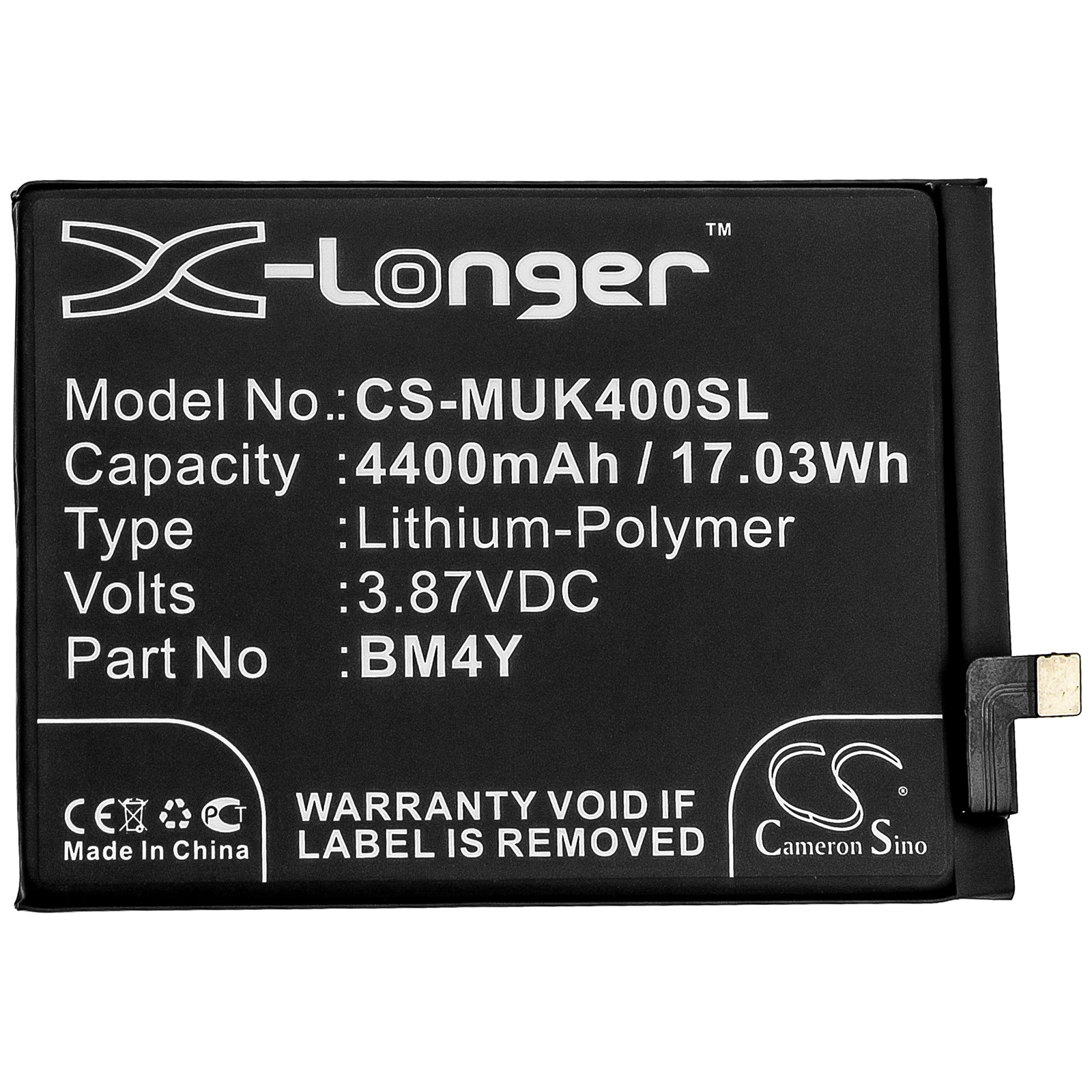 Li-Polymer Battery fits Redmi, K40 5g, K40 Pro 5g, K40 Pro+ 5g 3.87V, 4400mAh Mobile & SmartPhone Cameron Sino Technology Limited