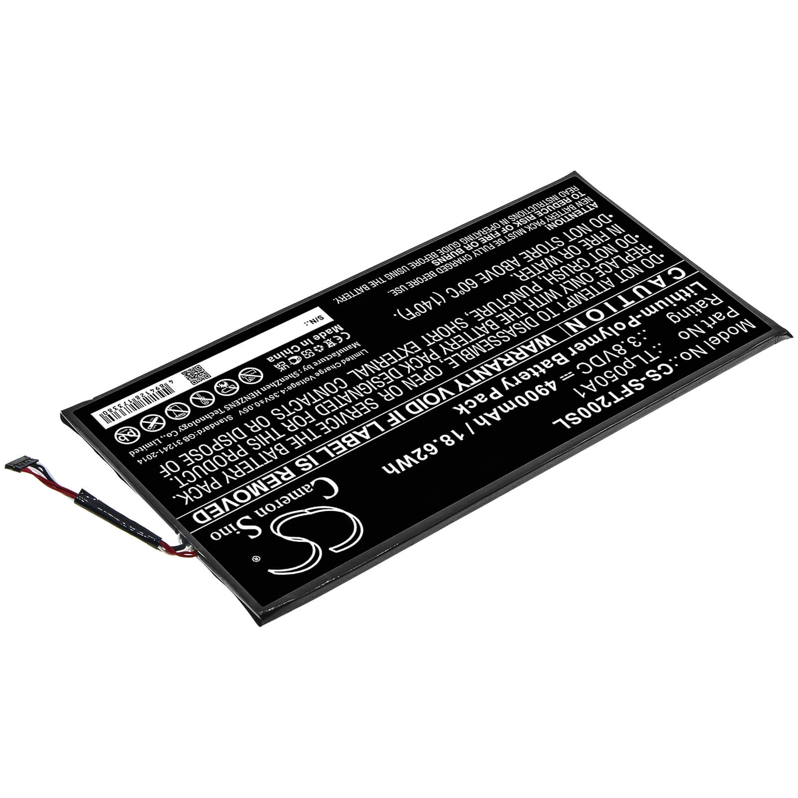 Li-Polymer Battery fits Safran, Morpho Tablet 2 3.8V, 4900mAh / 18.62Wh Tablet Cameron Sino Technology Limited
