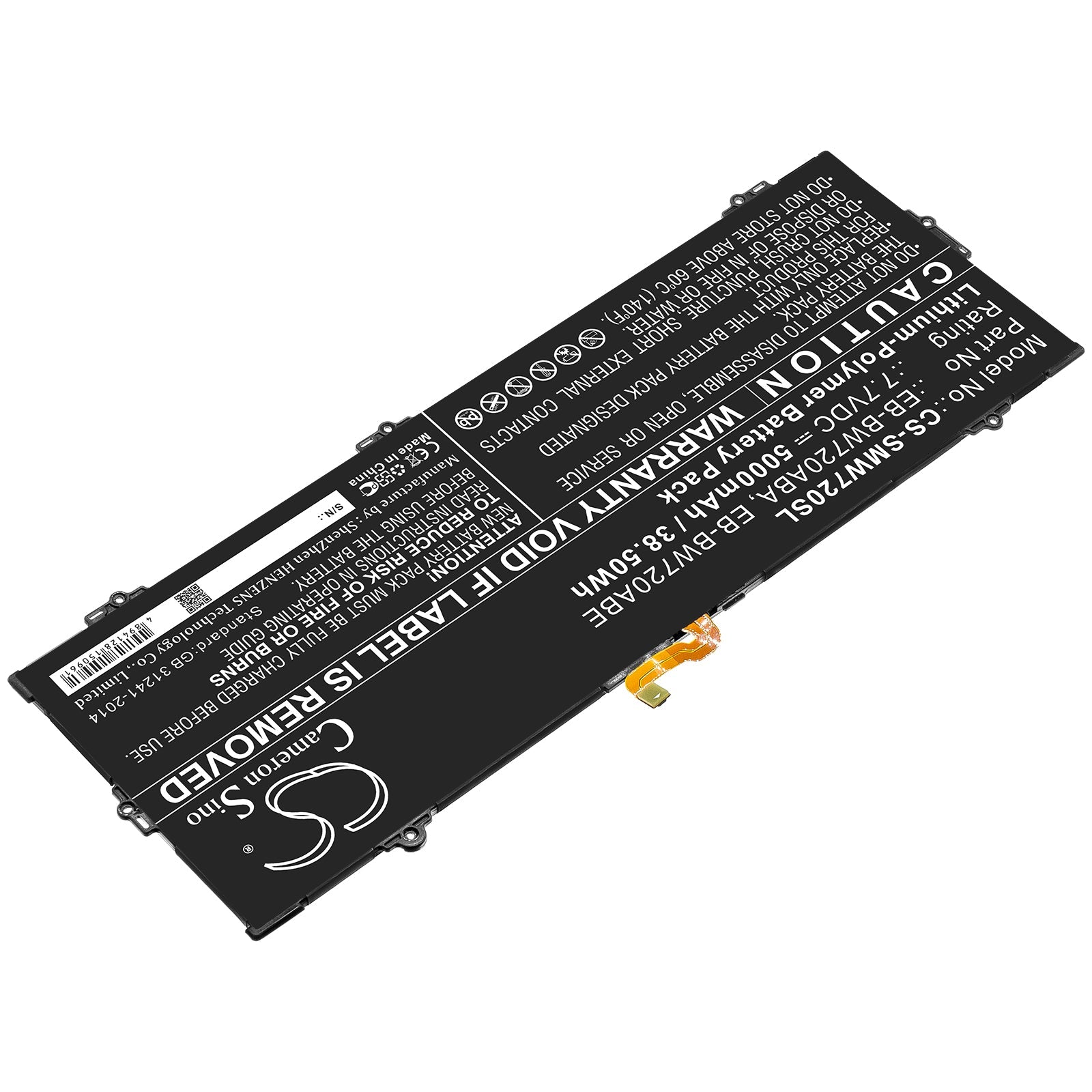 Li-Polymer Battery fits Samsung, Aa-pbmn2h0, Aa-pbmn2ho, Gh43-04693a 7.7V, 5000mAh Tablet Cameron Sino Technology Limited