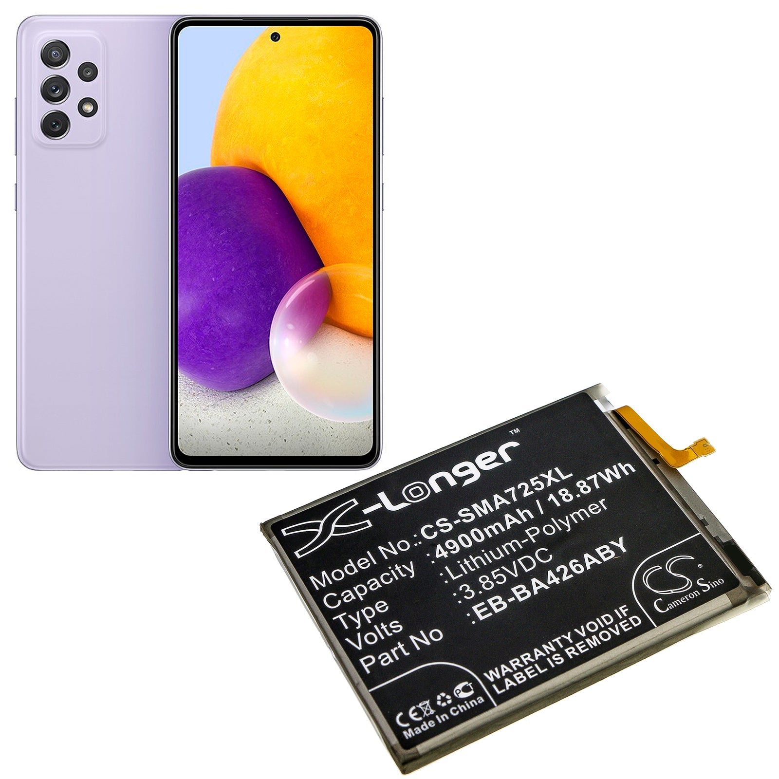 Li-Polymer Battery fits Samsung, Galaxy A32, Galaxy A32 5g 2021, Galaxy A326 3.85V, 4900mAh Hotspot Cameron Sino Technology Limited