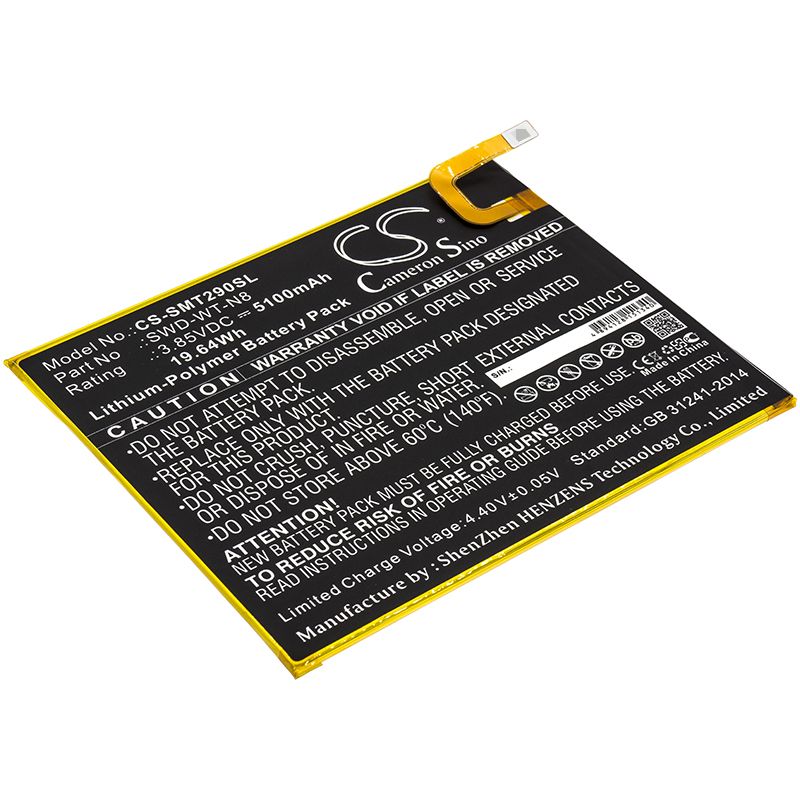 Li-polymer Battery Fits Samsung, Galaxy Tab A 8.0 2019, Sm-t290 3.85v, 5100mah Tablet Cameron Sino Technology Limited