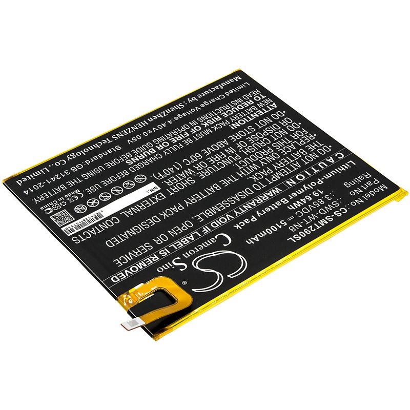 Li-polymer Battery Fits Samsung, Galaxy Tab A 8.0 2019, Sm-t290 3.85v, 5100mah Tablet Cameron Sino Technology Limited