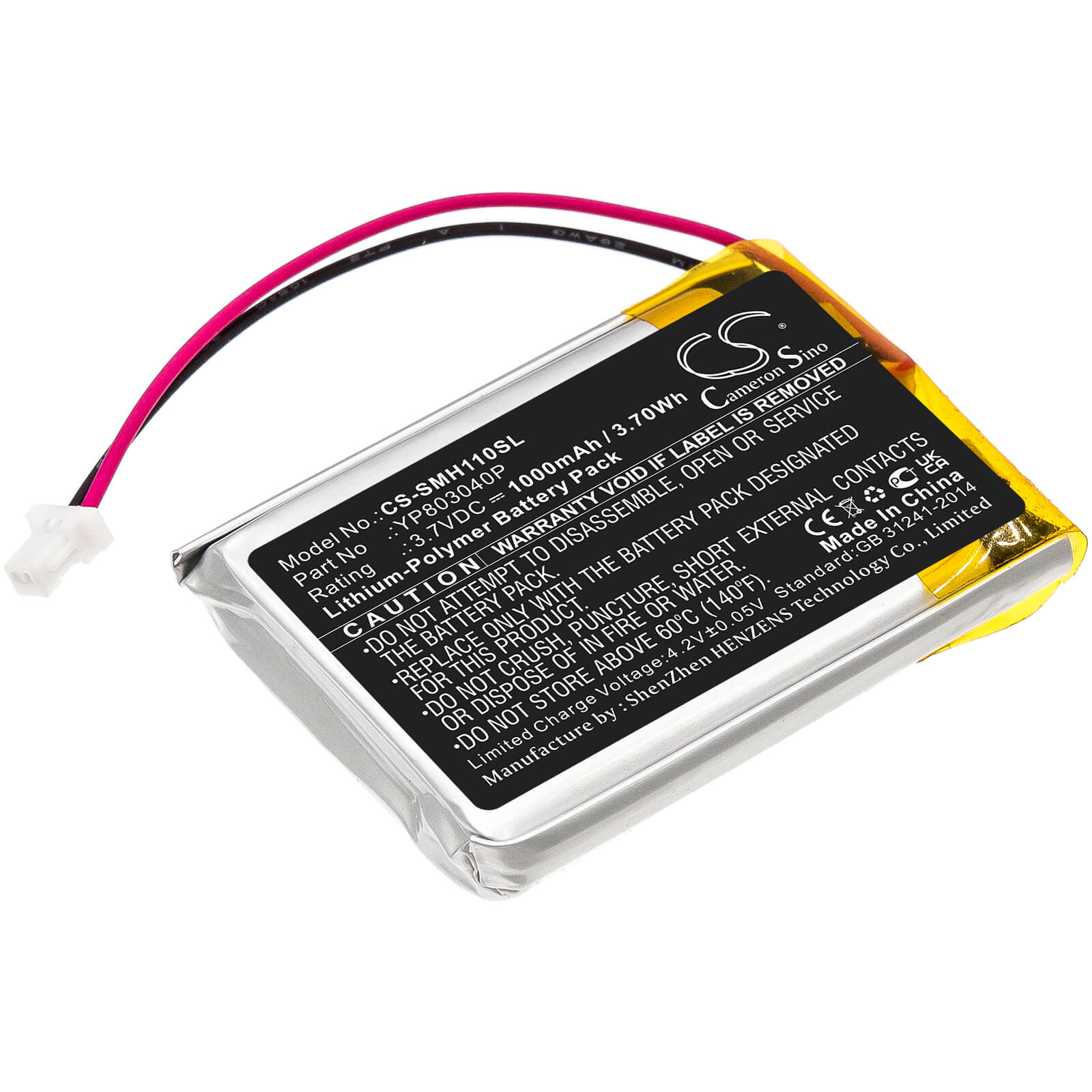Li-Polymer Battery fits Sena, 10c 3.7V, 1000mAh / 3.70Wh Wireless Headset Cameron Sino Technology Limited