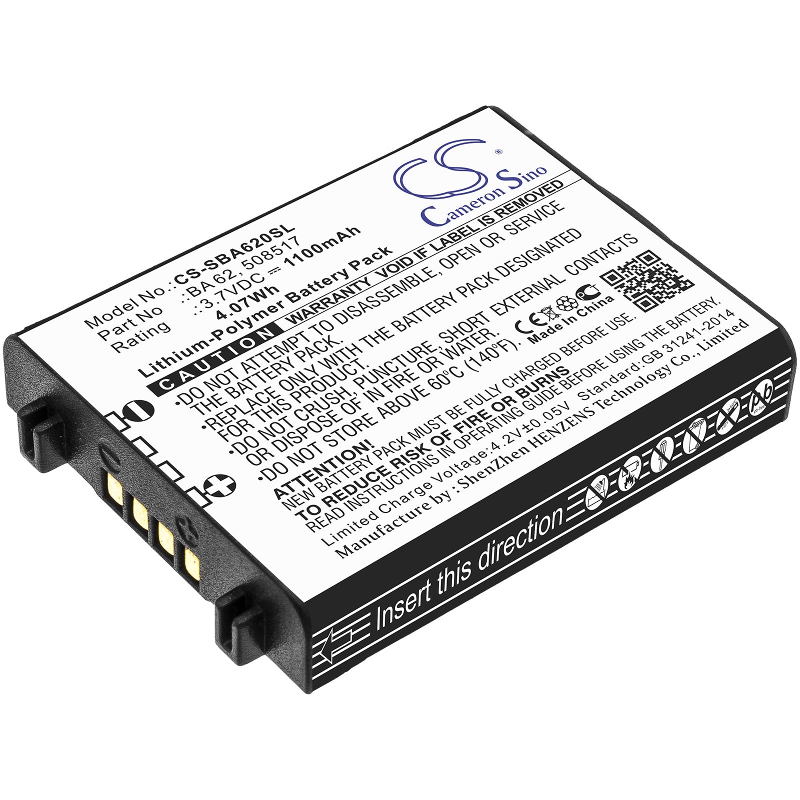 Li-Polymer Battery fits Sennheiser, L 6000, Lm 6062 3.7V, 1100mAh Wireless Headset Cameron Sino Technology Limited