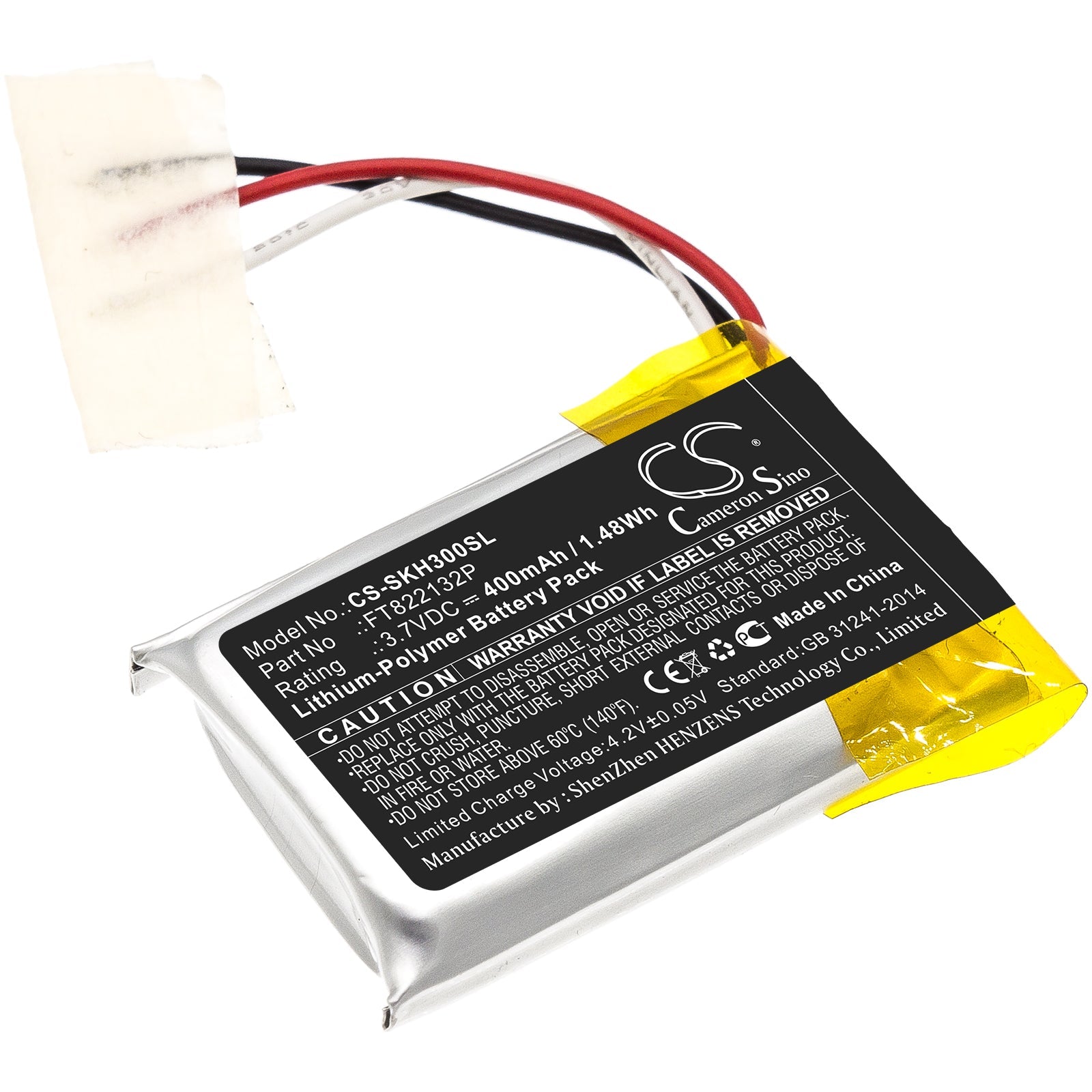Li-Polymer Battery fits Skullcandy, Hesh 3 3.7V, 400mAh Wireless Headset Cameron Sino Technology Limited