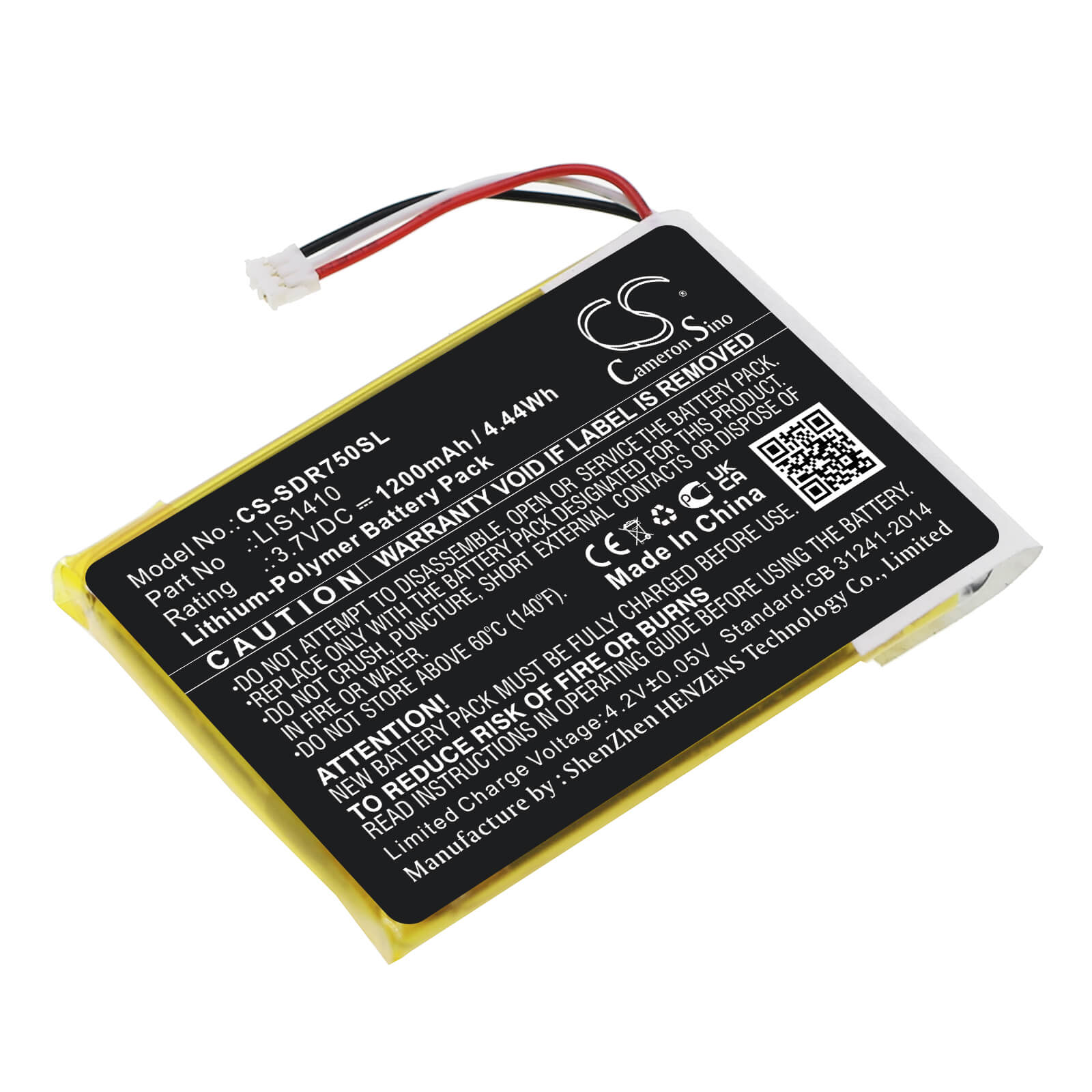 Li-Polymer Battery fits Sony, Mdr-ds7500 3.7V, 1200mAh / 4.44Wh Wireless Headset Cameron Sino Technology Limited
