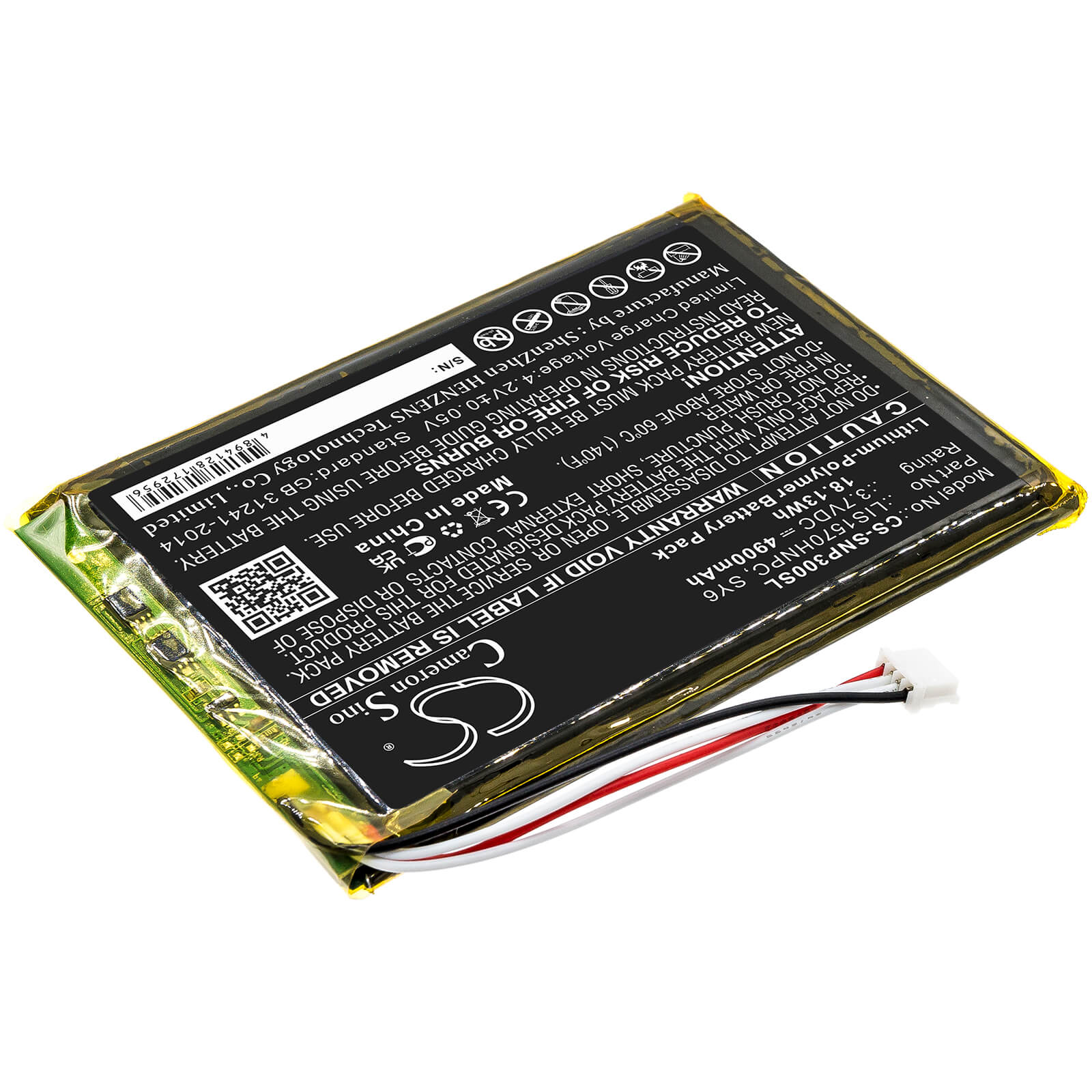 Li-Polymer Battery fits Sony, Pha-3 3.7V, 4900mAh / 18.13Wh Amplifier Cameron Sino Technology Limited