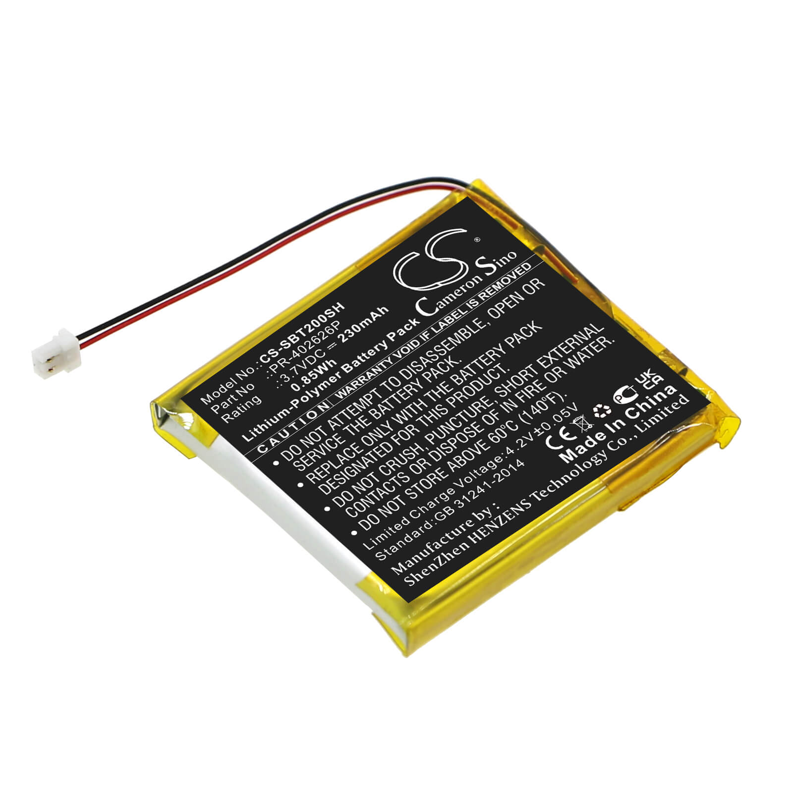 Li-Polymer Battery fits Suunto, Spartan Trainer, Spartan Trainer Wrist Heart Ra 3.7V, 230mAh / 0.85Wh Smartwatch Cameron Sino Technology Limited