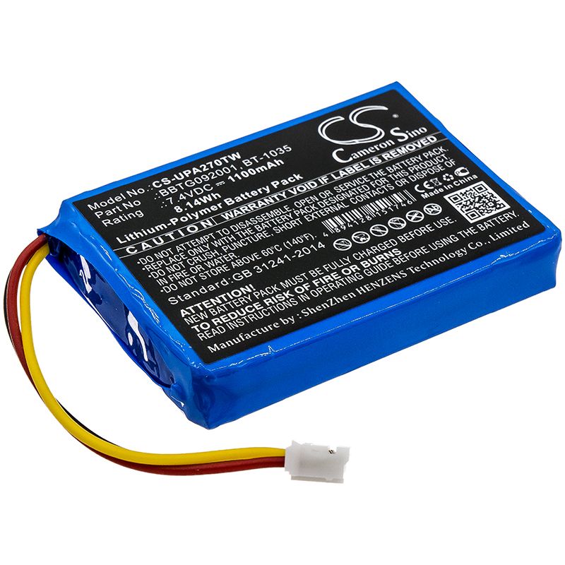 Li-Polymer Battery fits Uniden, Atlantis 270 7.4V, 1100mAh Two-Way Radio Cameron Sino Technology Limited