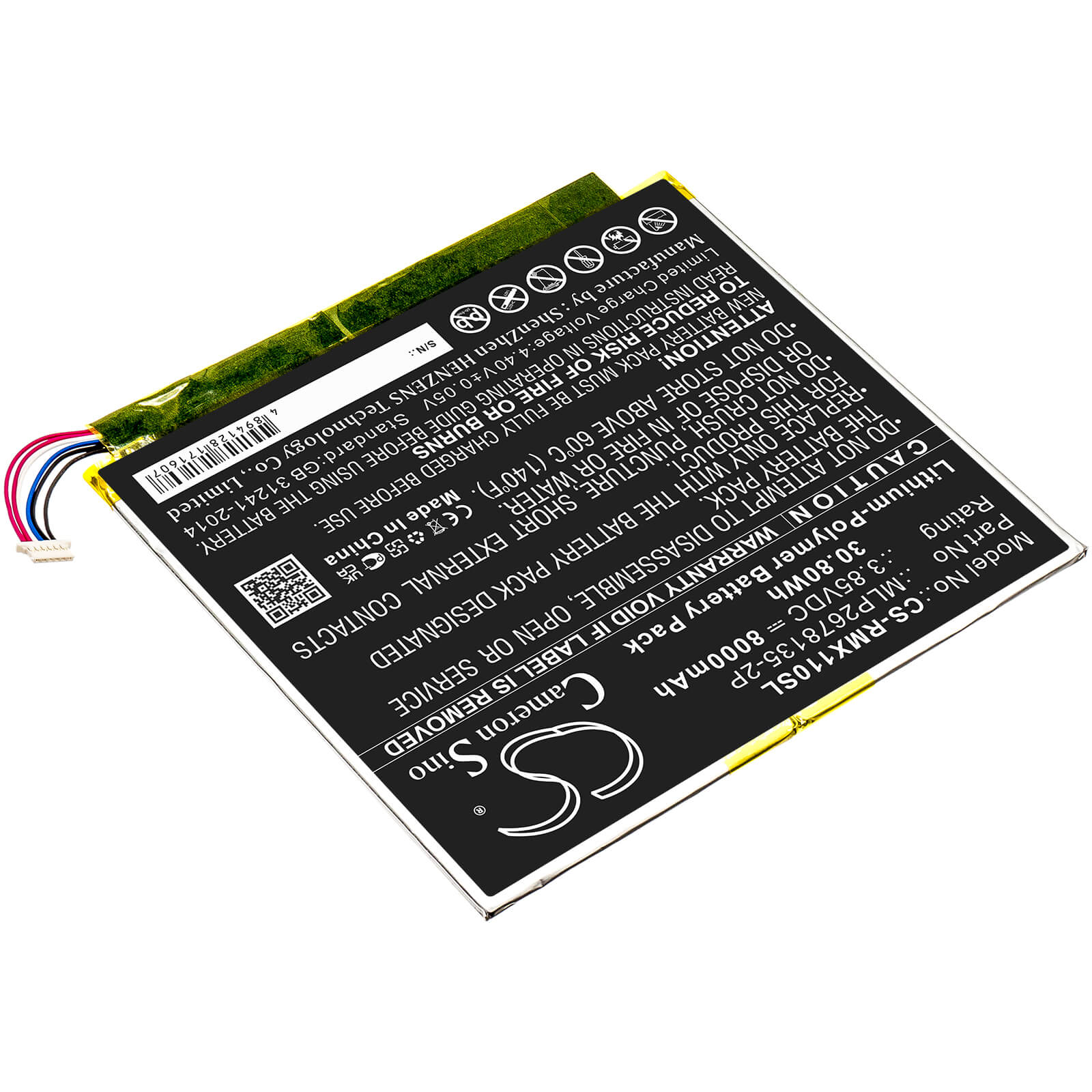 Li-Polymer Battery fits Verizon, Ellipsis 10 Hd, Ellipsis 10 Inch 32gb Hd 4g 3.85V, 8000mAh / 30.80Wh Tablet Cameron Sino Technology Limited