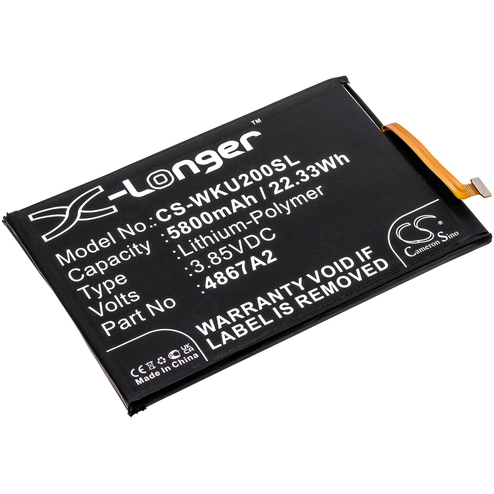 Li - Polymer Battery fits Wiko, Power U20, U30 3.85V, 5800mAh / 22.33Wh - Batterybuyer.ca