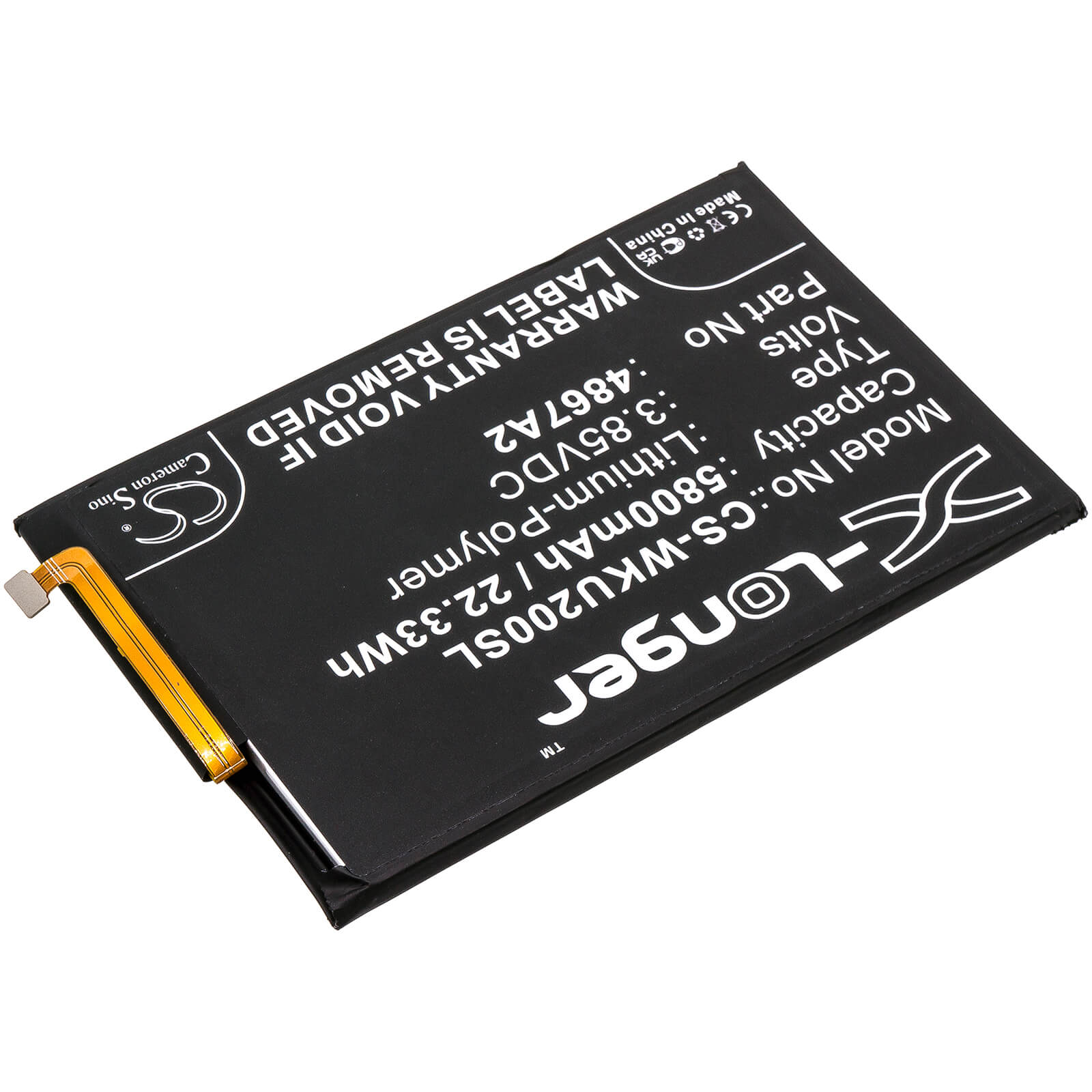 Li - Polymer Battery fits Wiko, Power U20, U30 3.85V, 5800mAh / 22.33Wh - Batterybuyer.ca