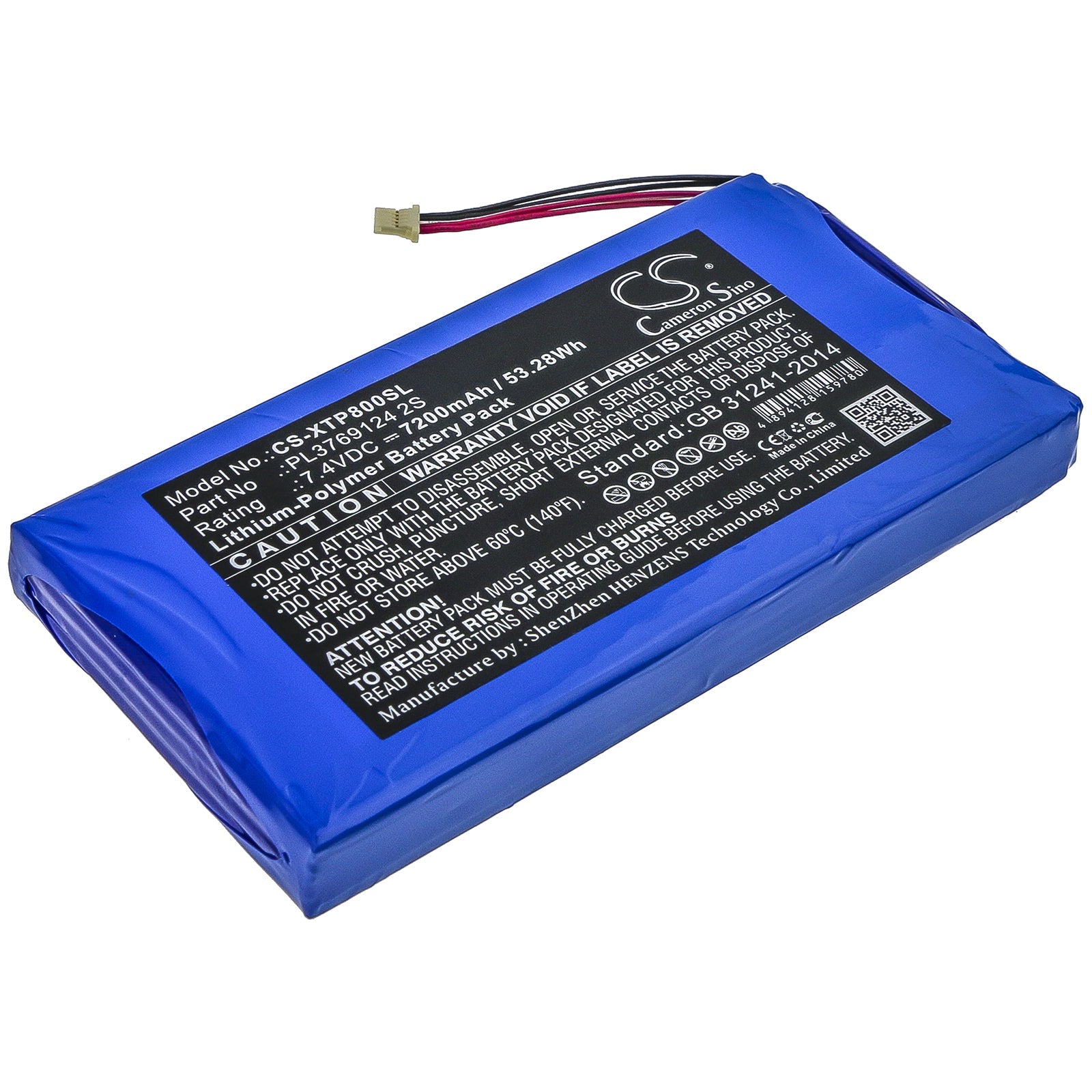 Li-Polymer Battery fits Xtool, Pl3769124 2s 7.4V, 7200mAh Diagnostic Scanner Cameron Sino Technology Limited