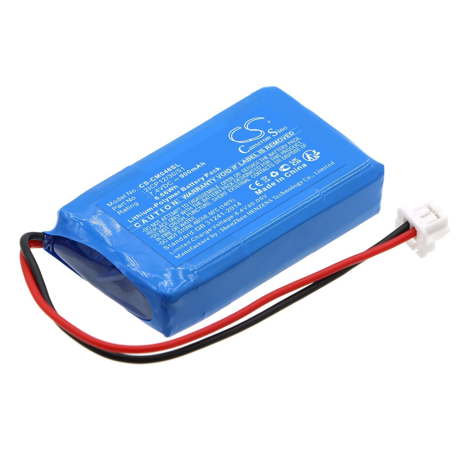 Li-Polymer, Battery Pack Battery fits Custom Battery Packs, 7.4V, 900mAh Battery Pack Cameron Sino Technology Limited