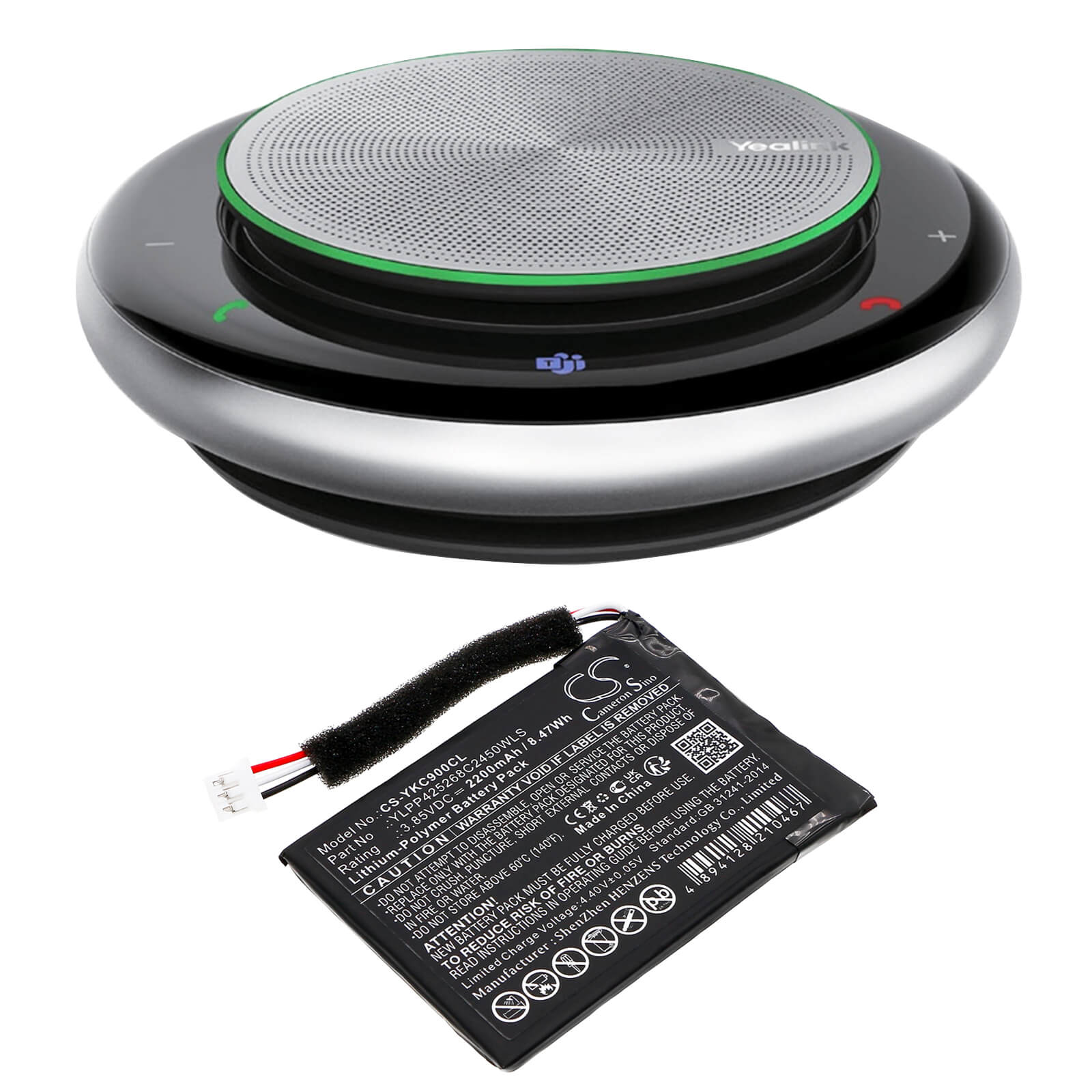 Li-Polymer, Communication & Conferencing Battery fits Yealink Cp900, 3.85V, 2400mAh Communication & Conferencing Cameron Sino Technology Limited