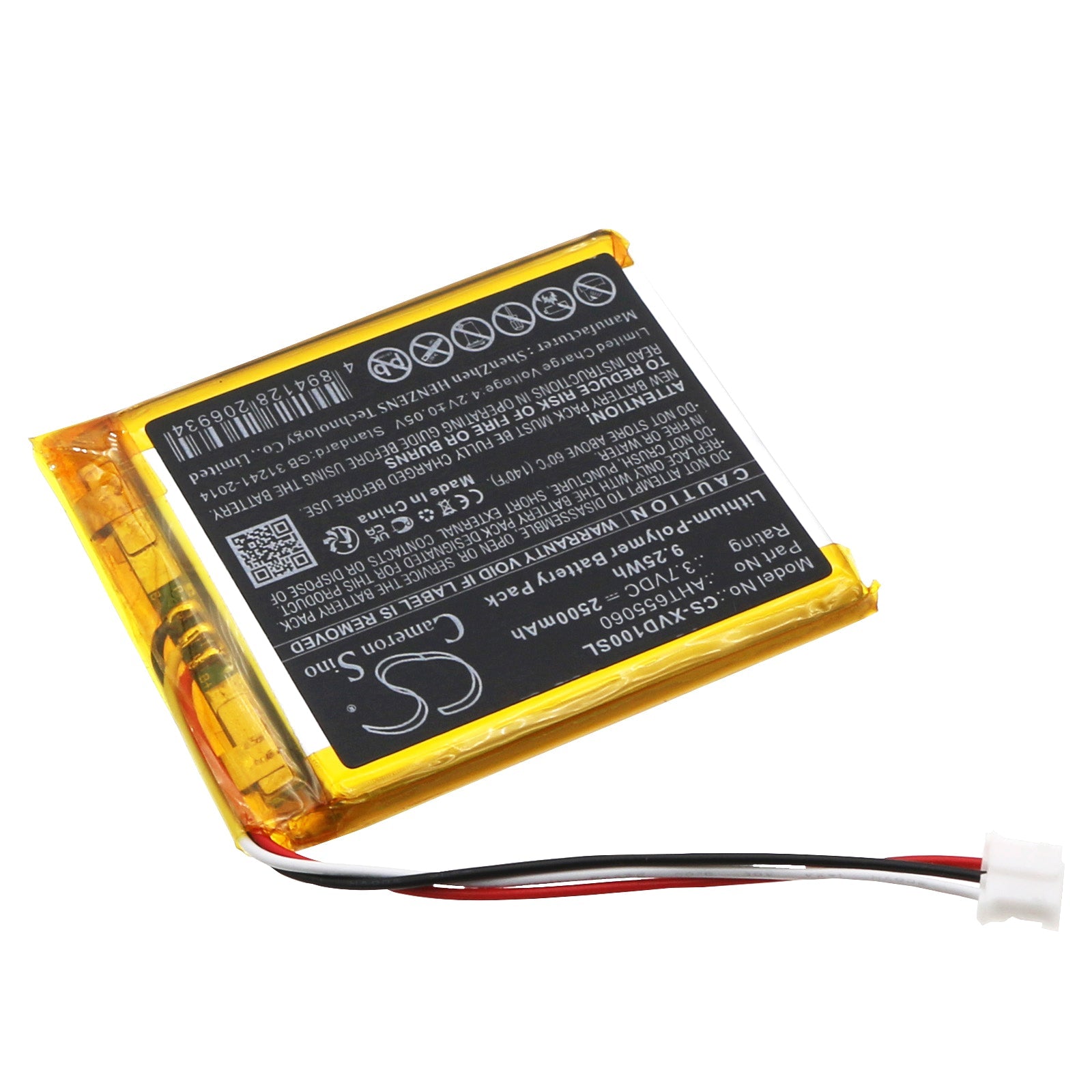 Li-Polymer, Diagnostic Scanner Battery fits Xhorse Vvdi Key Tool Max Programming, 3.7V, 2500mAh Diagnostic Scanner Cameron Sino Technology Limited