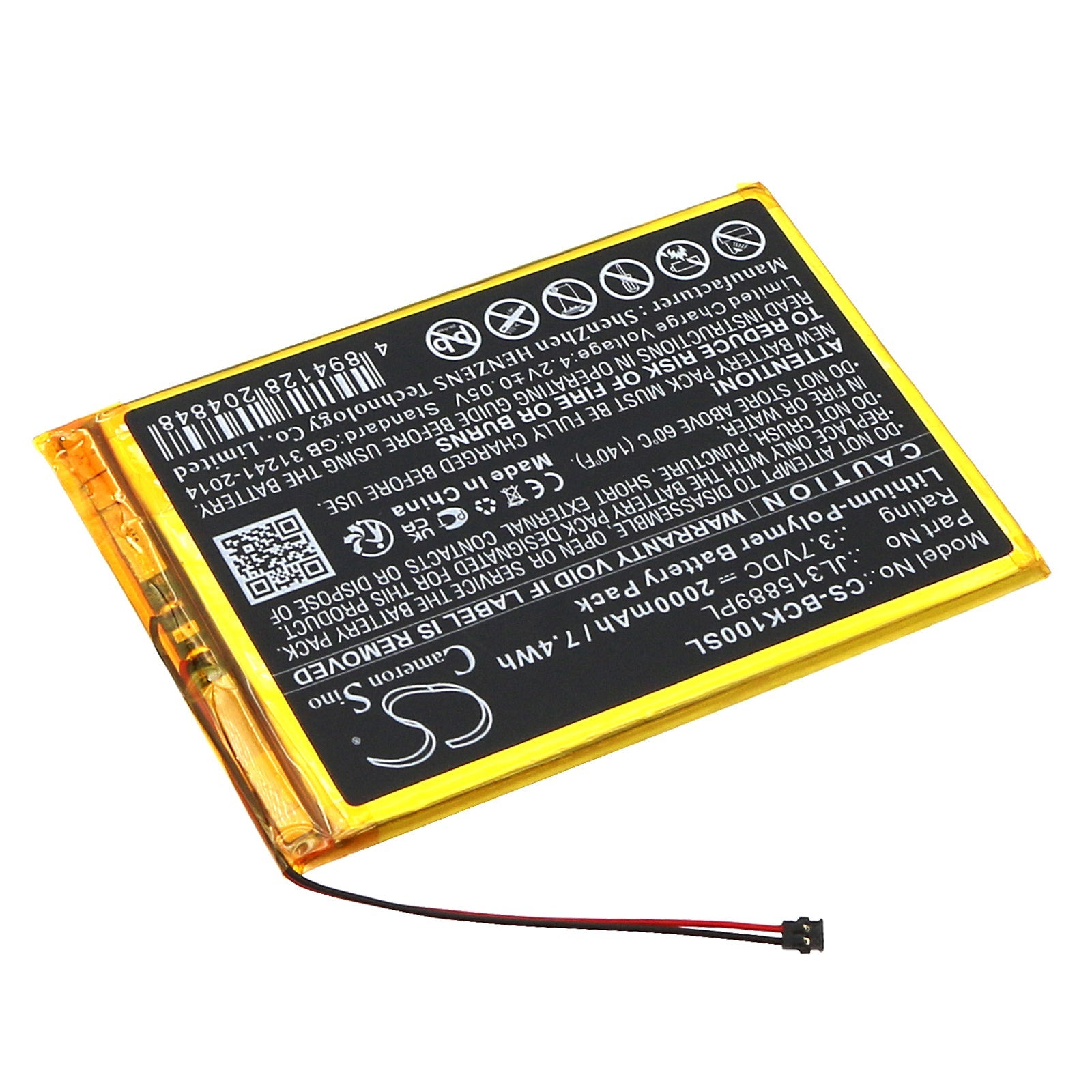 Li-Polymer, E-book, E-reader Battery fits Bookeen Cybft1f-bk, Cybook Muse Hd, 3.7V, 2000mAh E-book, E-reader Cameron Sino Technology Limited