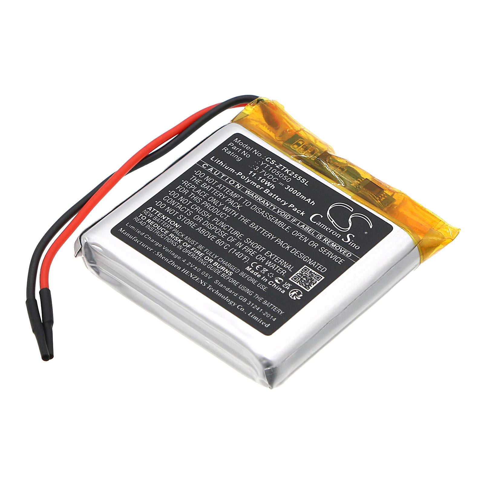 Li-Polymer, Equipment, Survey, Test Battery fits Zkteco Aqd-v43-w, Multifunctional Air Quality De, 3.7V, 3000mAh Equipment, Survey, Test Cameron Sino Technology Limited