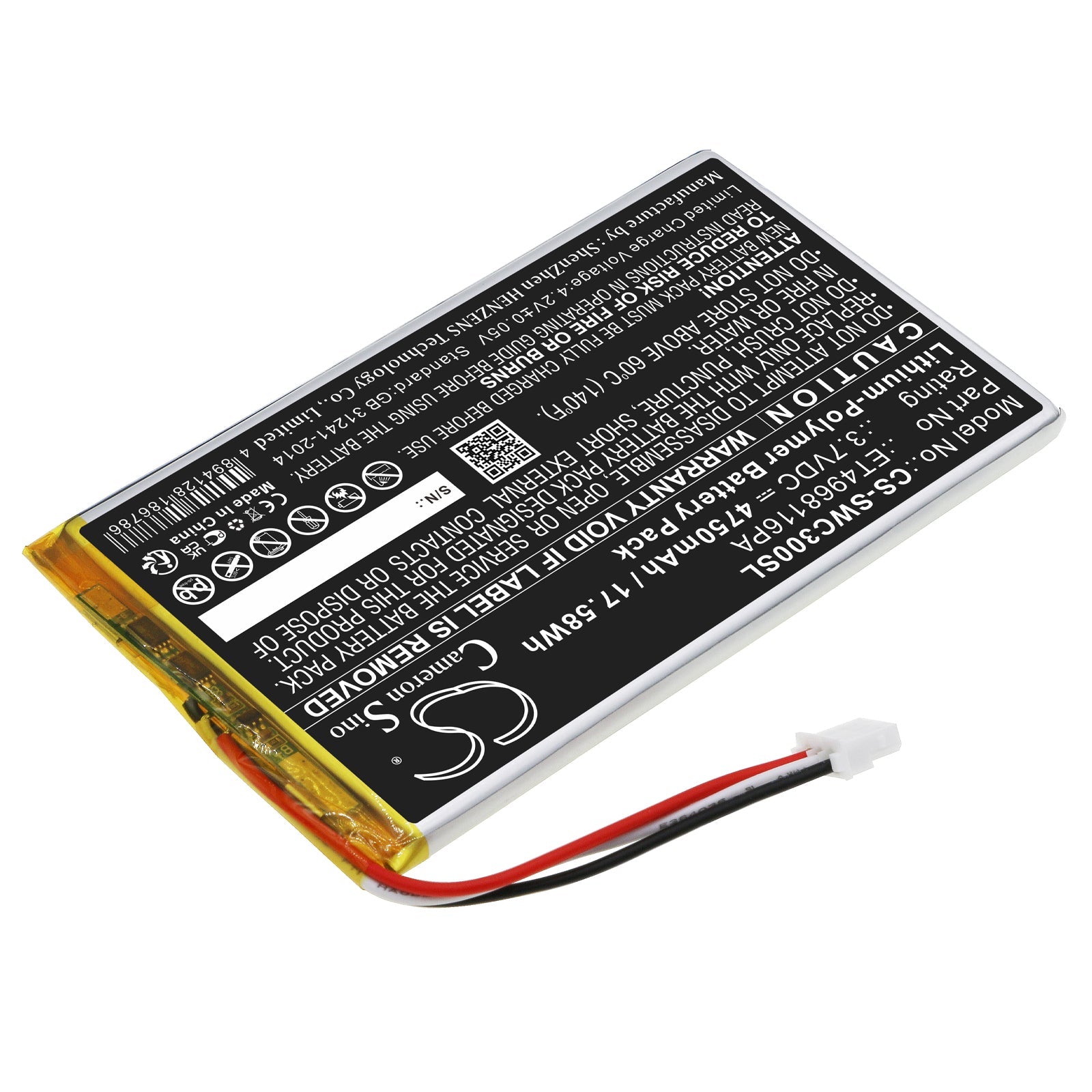Li-Polymer, GPS, Navigator Battery fits Swing Caddie Sc300, Sc300 Portable Golf Launch Mon, 3.7V, 4750mAh GPS, Navigator Cameron Sino Technology Limited