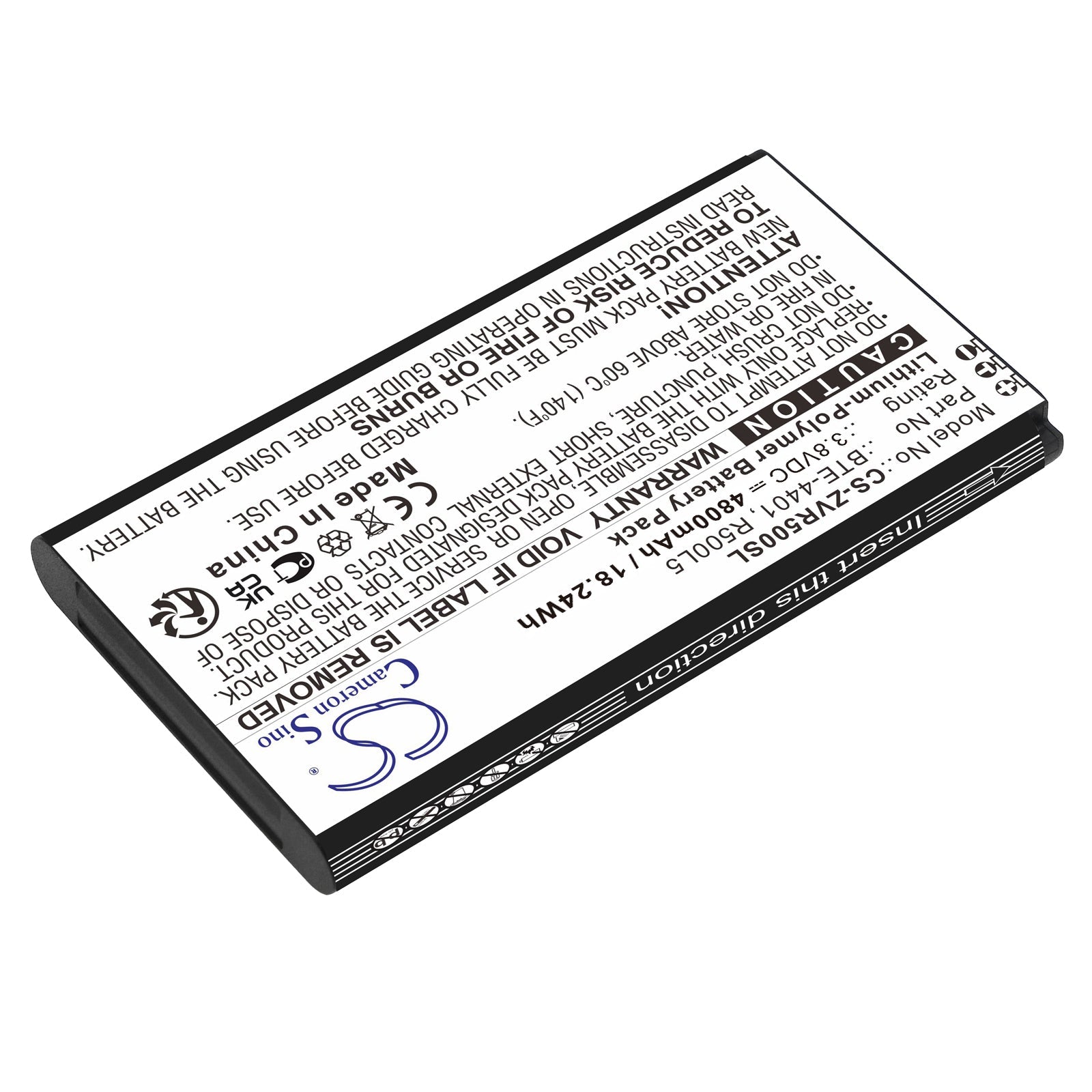 Li-Polymer, Hotspot Battery fits Orbic R500l, R500l5, 3.8V, 4800mAh Hotspot Cameron Sino Technology Limited