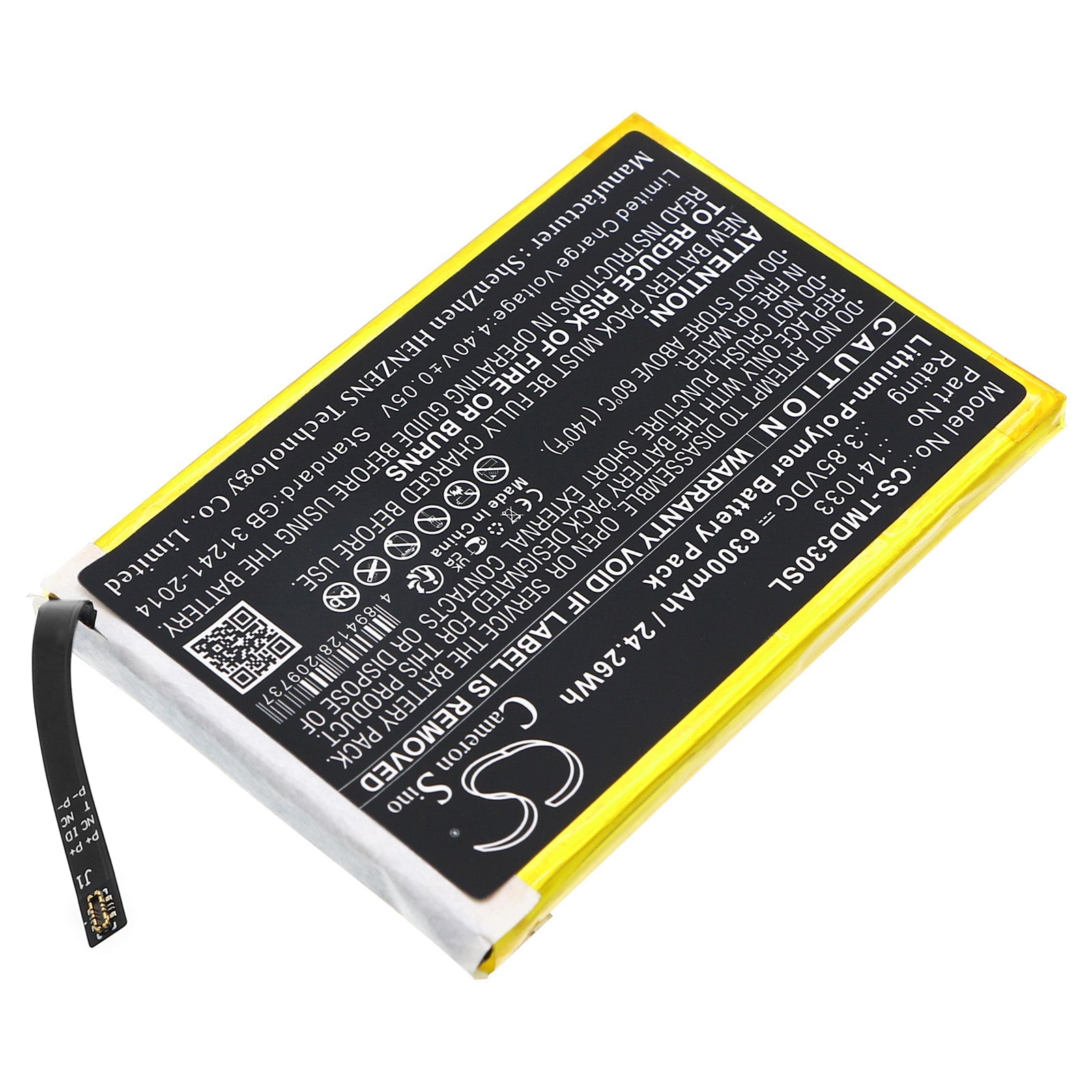 Li-Polymer, Hotspot Battery fits T-mobile D53, 3.85V, 6300mAh Hotspot Cameron Sino Technology Limited