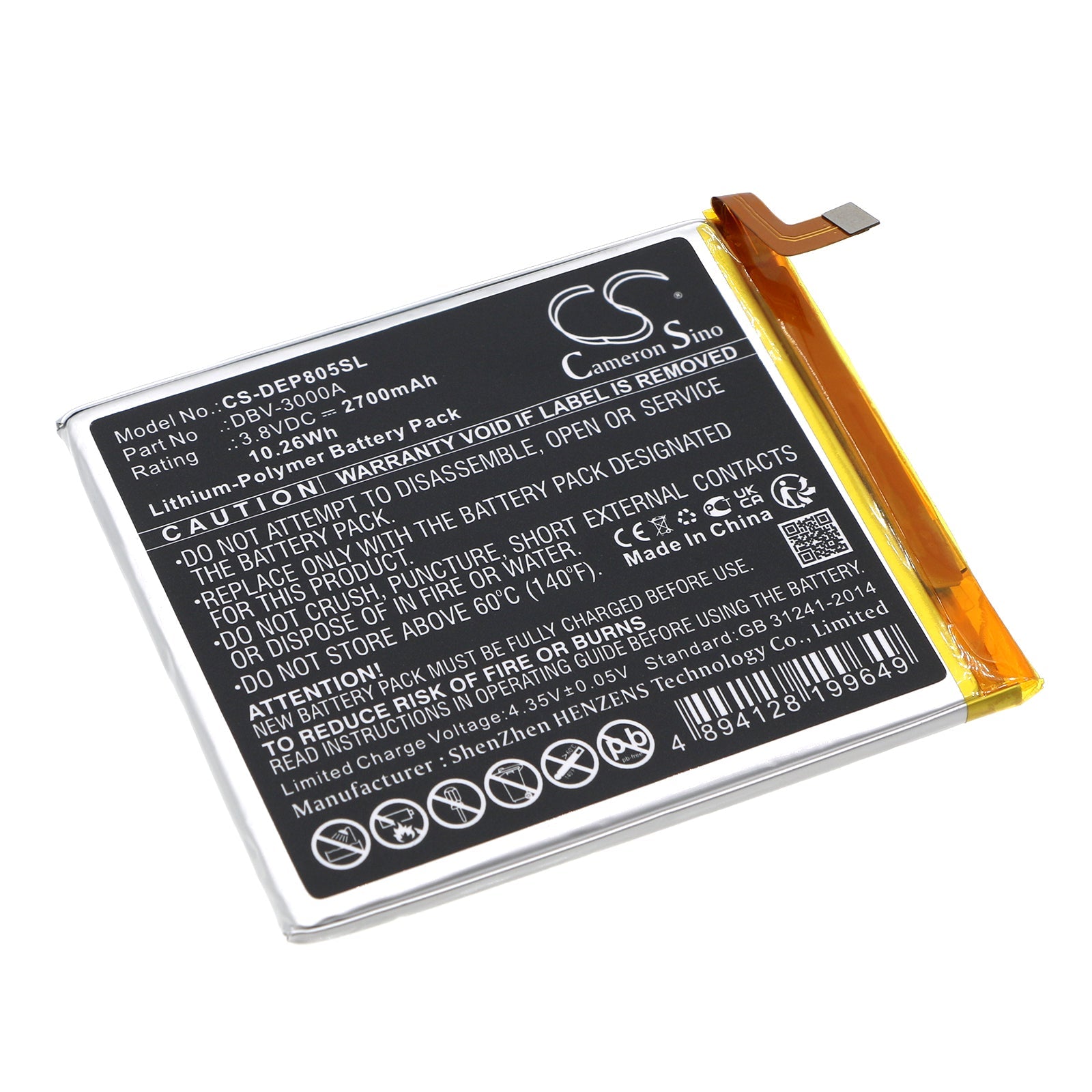 Li - Polymer, Mobile, SmartPhone Battery fits Doro 8050, Dbs - 0230, 3.8V, 2700mAh - Batterybuyer.ca