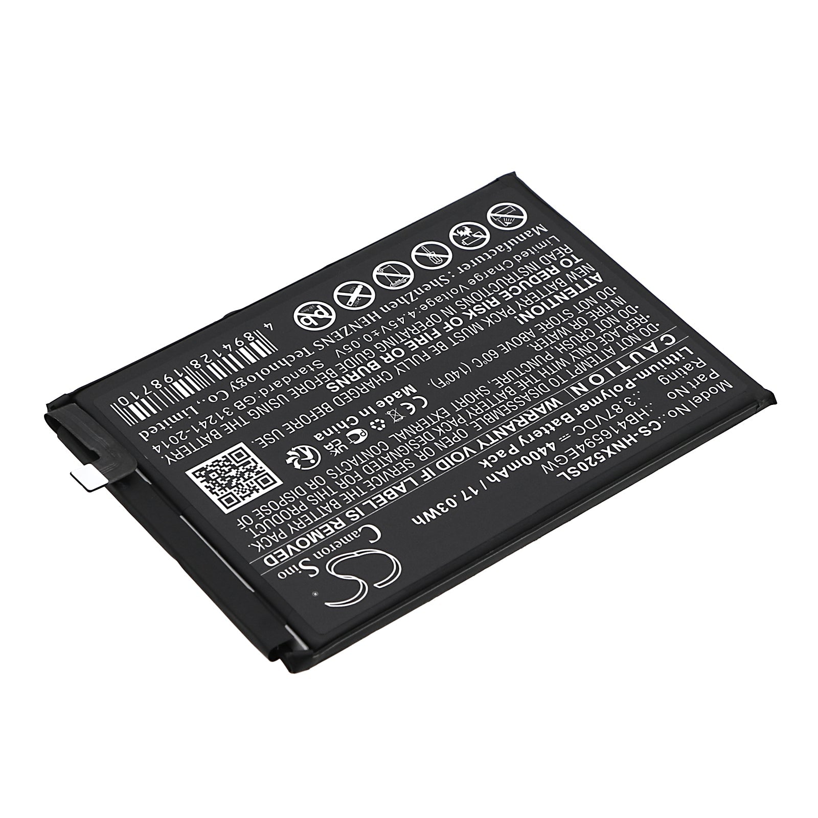 Li-Polymer, Mobile, SmartPhone Battery fits Honor Crt-an00, X50i 5g, 3.87V, 4400mAh Mobile, SmartPhone Cameron Sino Technology Limited