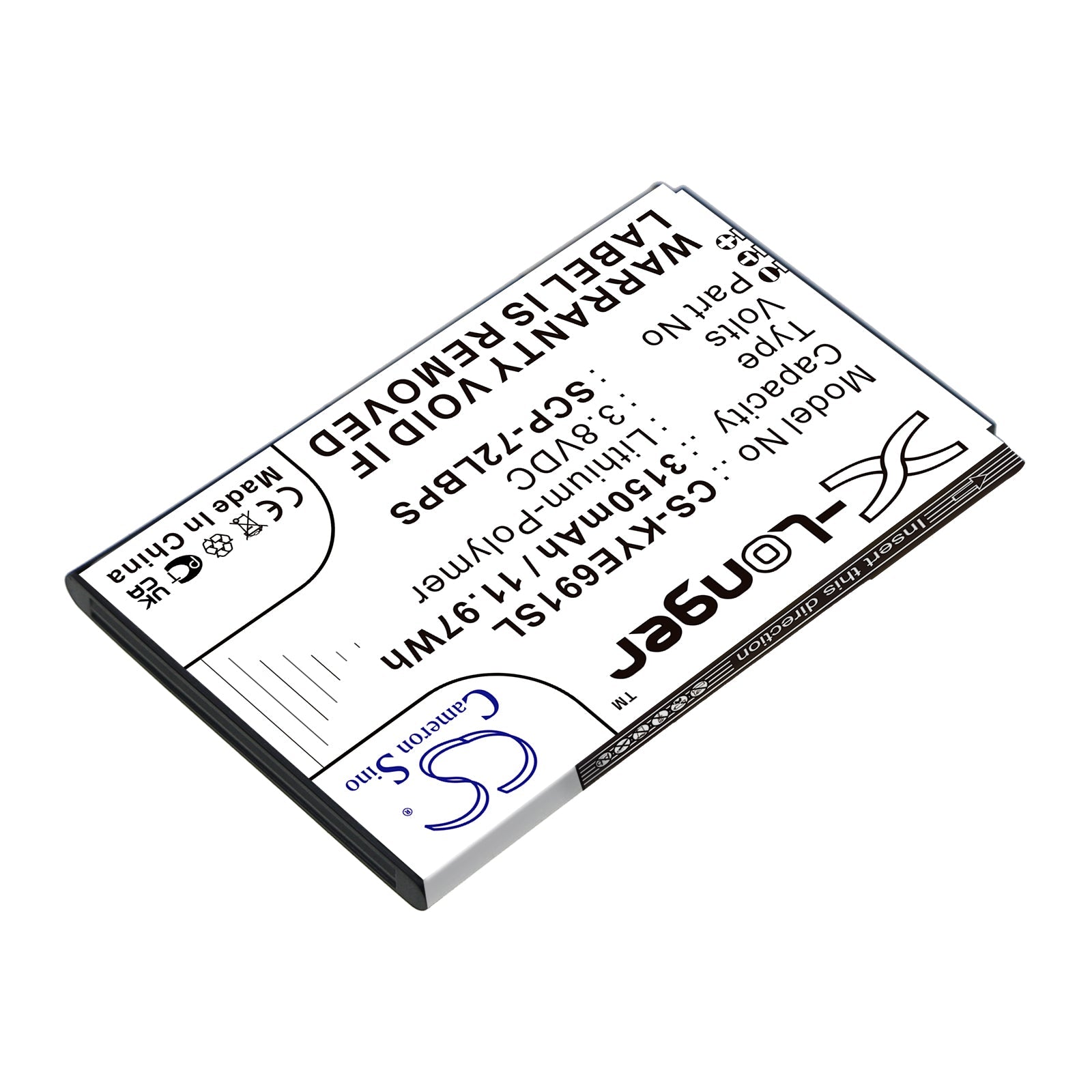 Li-Polymer, Mobile, SmartPhone Battery fits Kyocera Duraforce Pro 2, E6910, 3.8V, 3150mAh Mobile, SmartPhone Cameron Sino Technology Limited