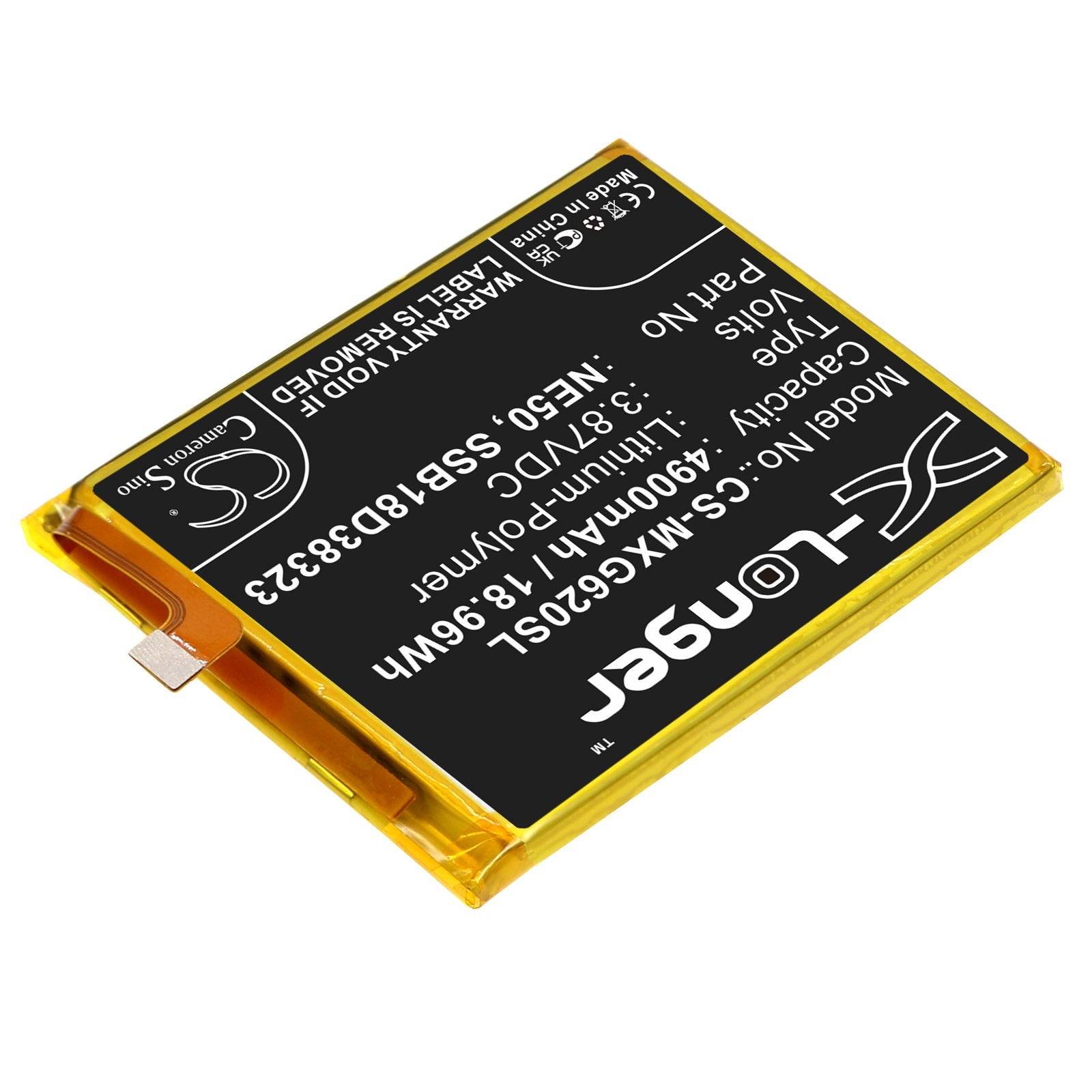 Li-Polymer, Mobile, SmartPhone Battery fits Motorola Moto G52, Moto G82, 3.87V, 4900mAh Mobile & SmartPhone Cameron Sino Technology Limited