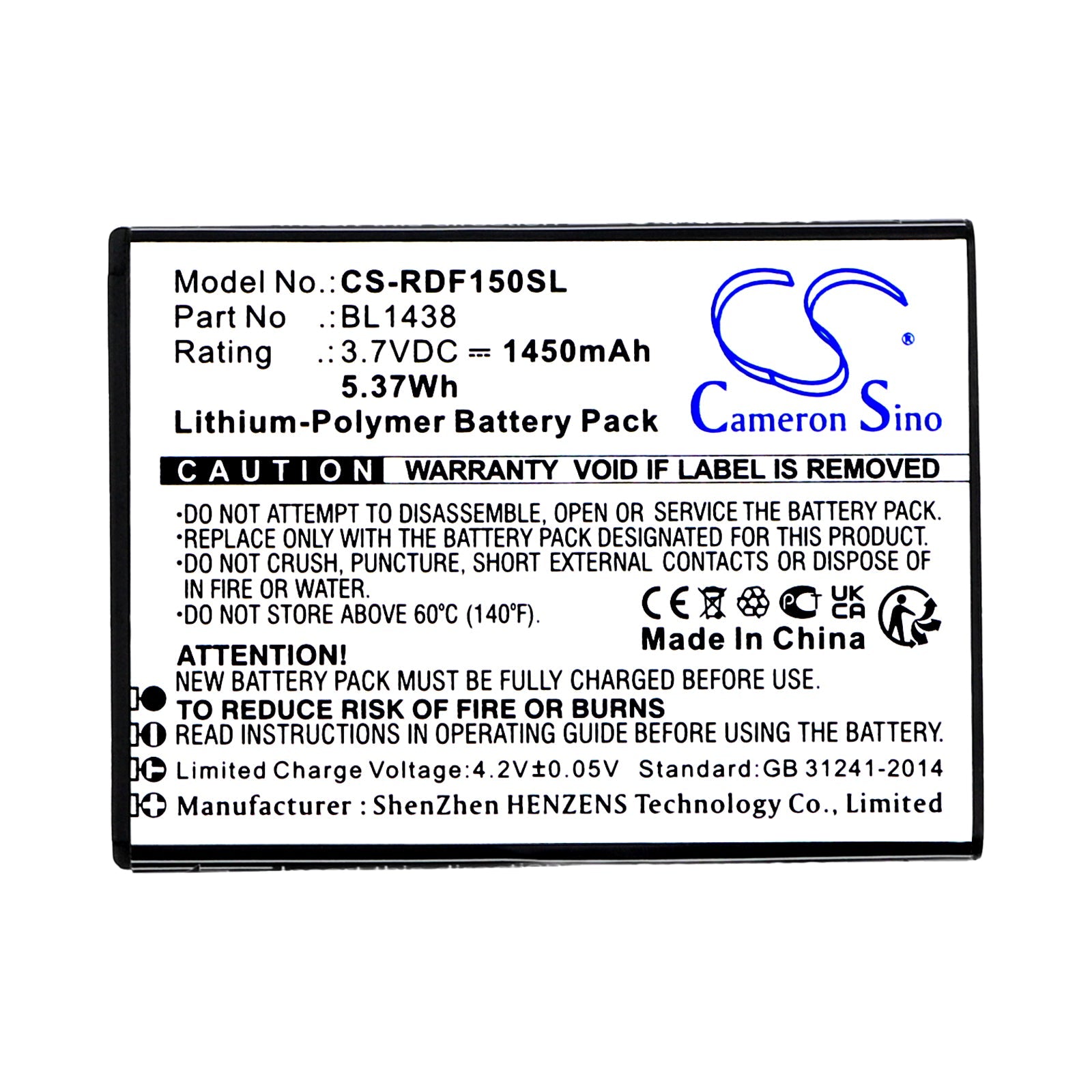 Li - Polymer, Mobile, SmartPhone Battery fits R3di Bright Flip, Fr150, 3.7V, 1450mAh - Batterybuyer.ca